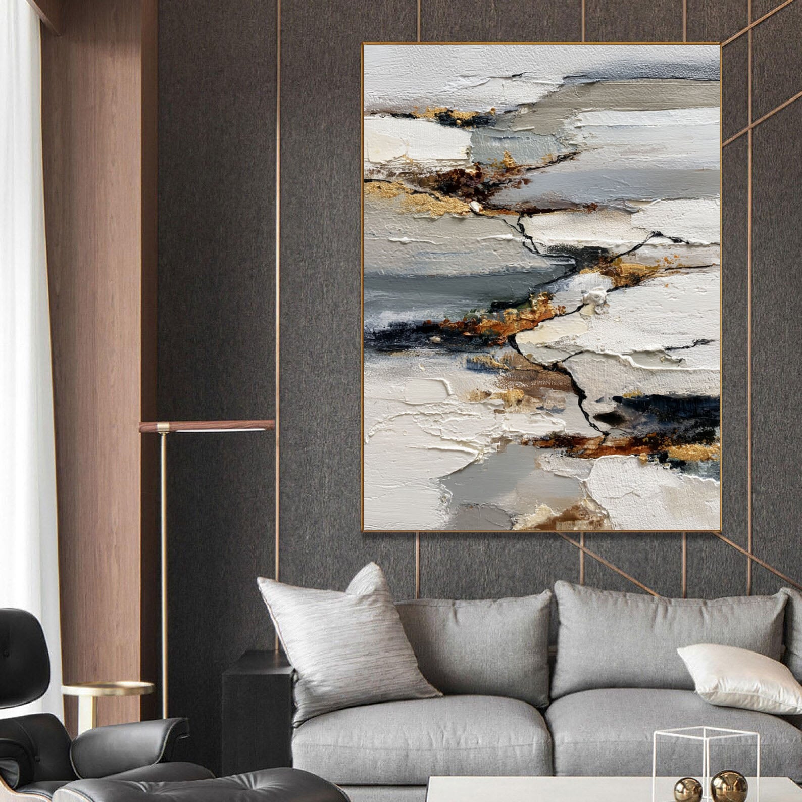 Textured Gold Accent Art | Elegant Depth