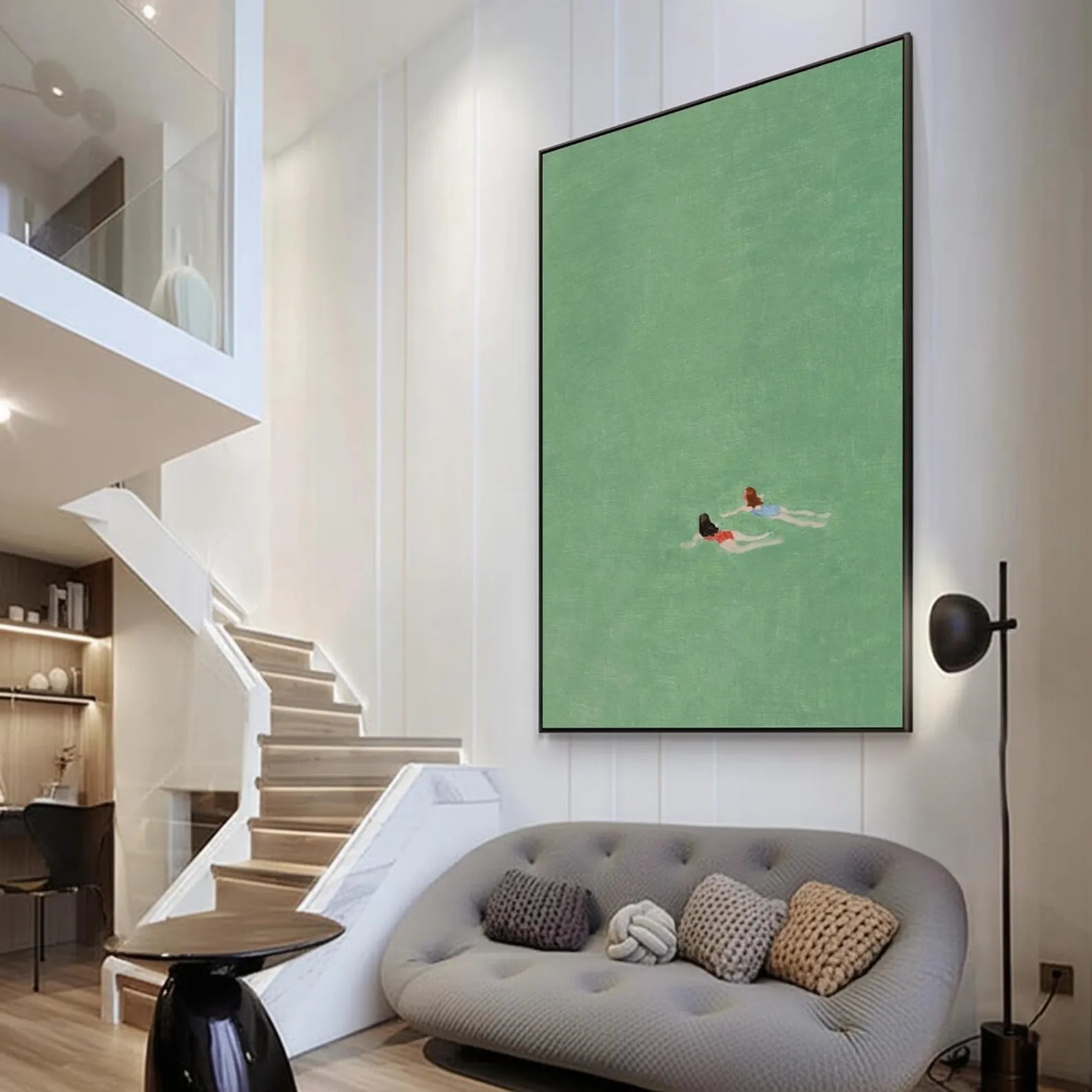 Figurative Swimming Scene Art | Serene Leisure Vibe