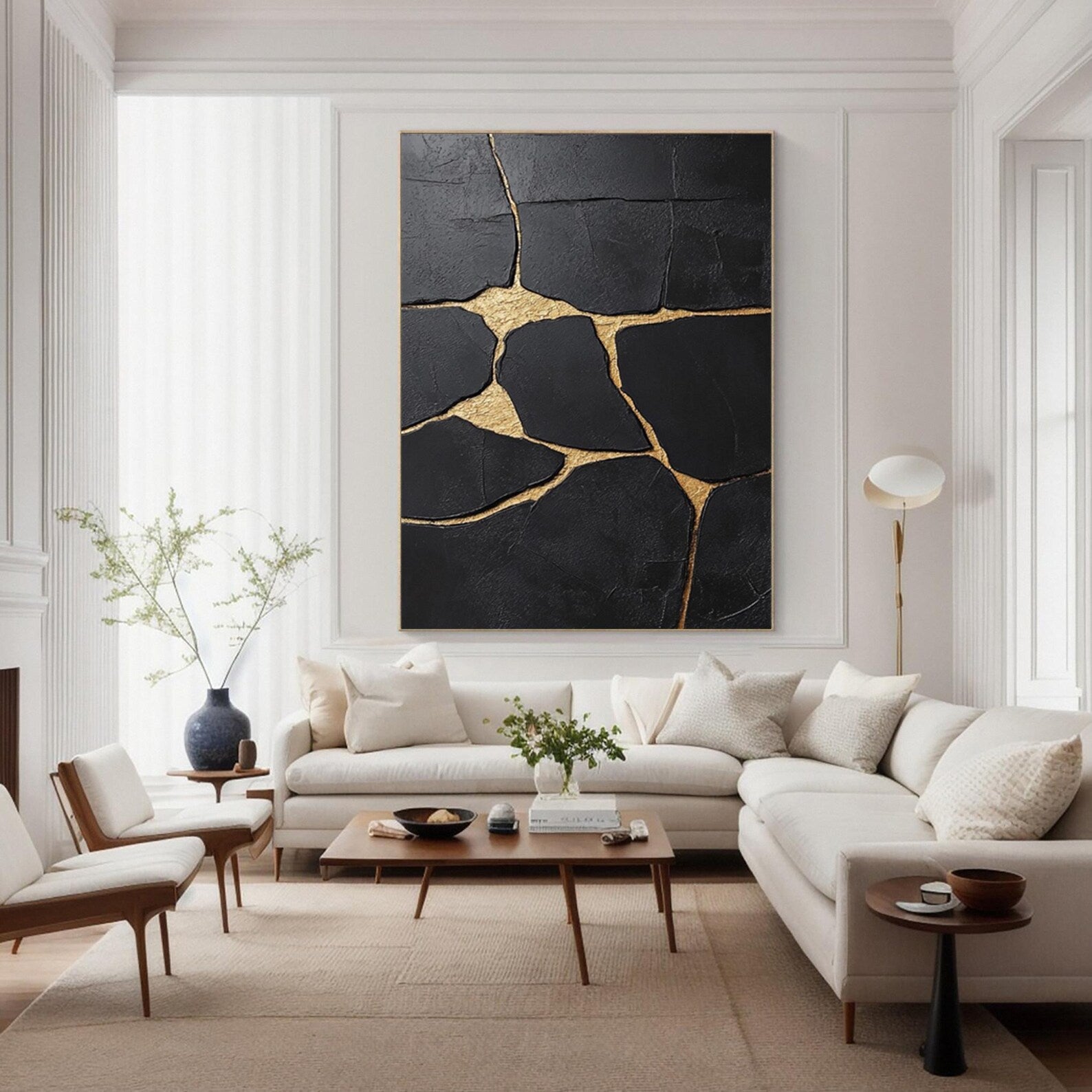 Textured Cracked Opulence | Black Gold