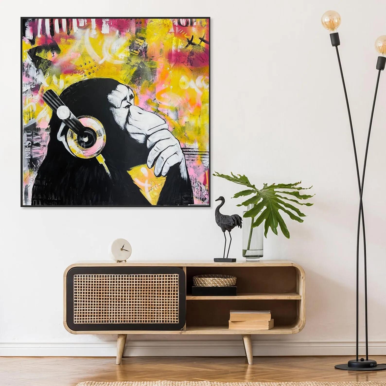 Textured Graffiti Chimp | Vibrant Backdrop