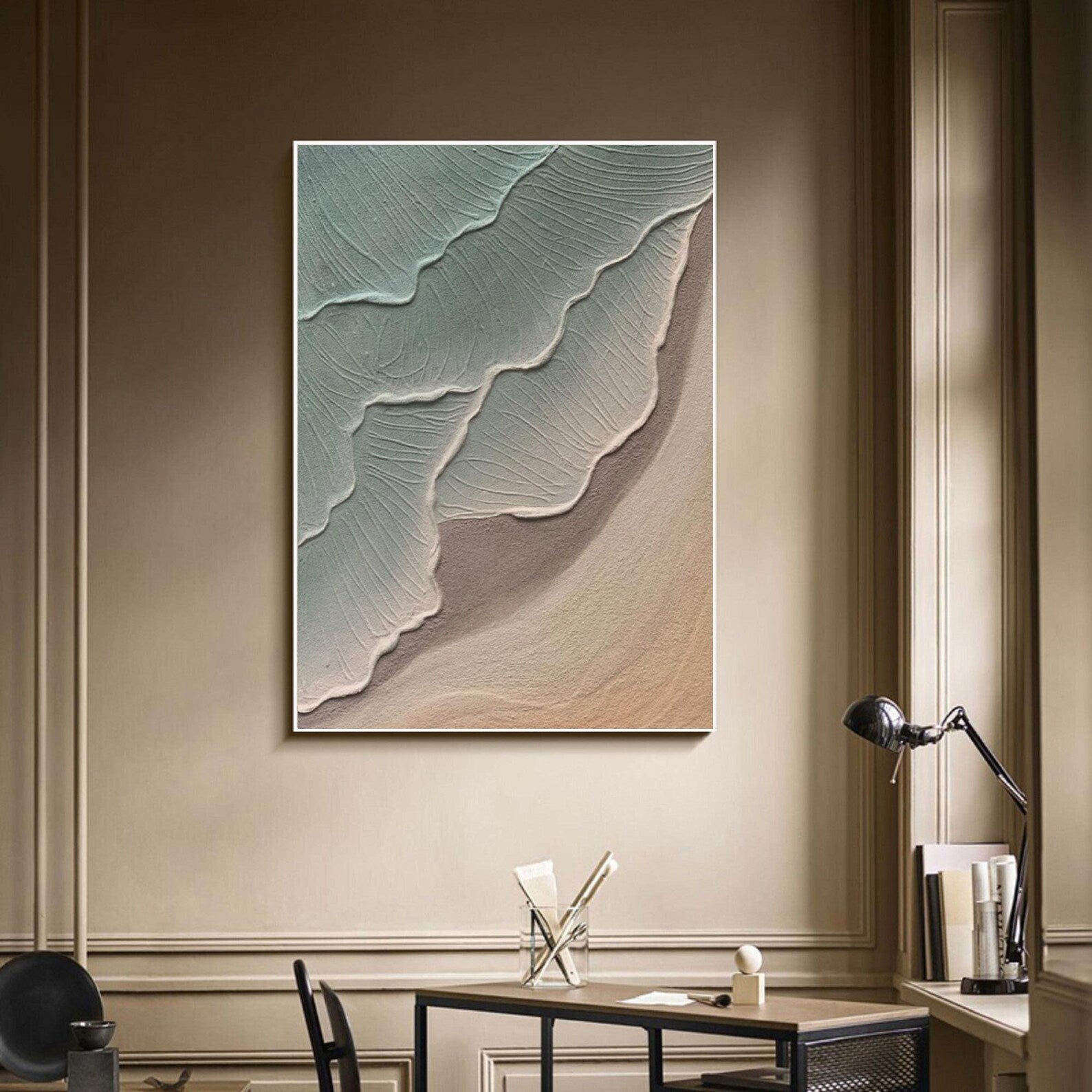 Textured Coastal Waves | Teal Sand