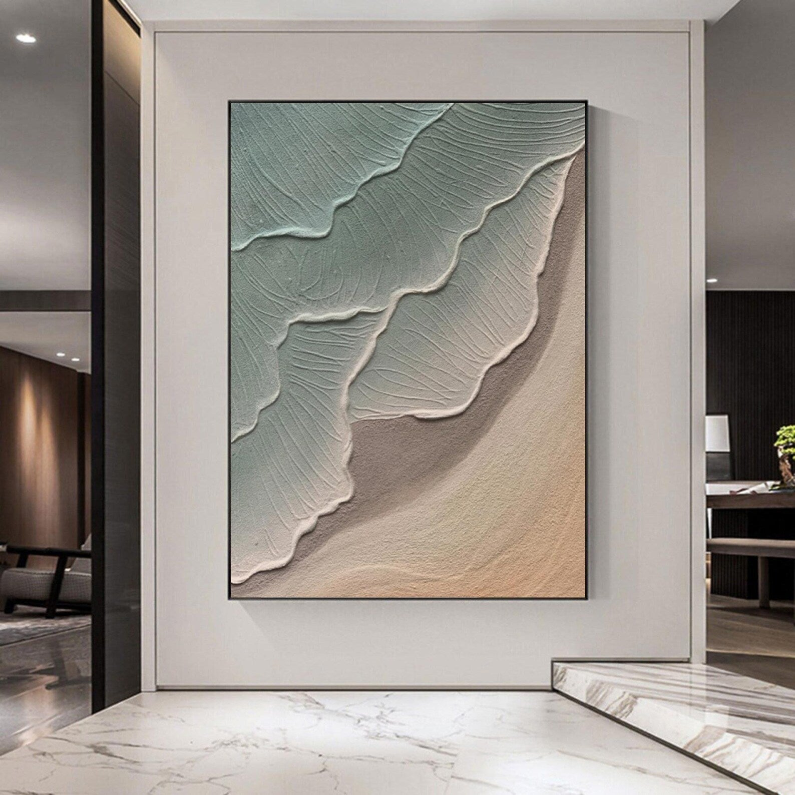 Textured Coastal Waves | Teal Sand