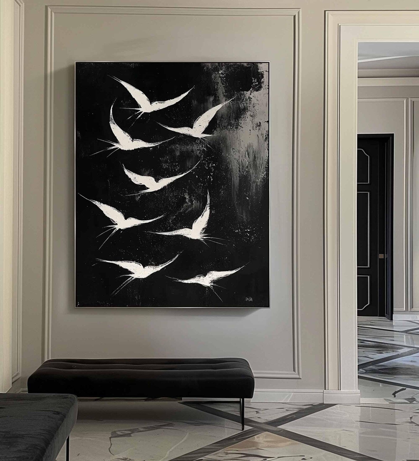 Textured Avian Drama | Black White