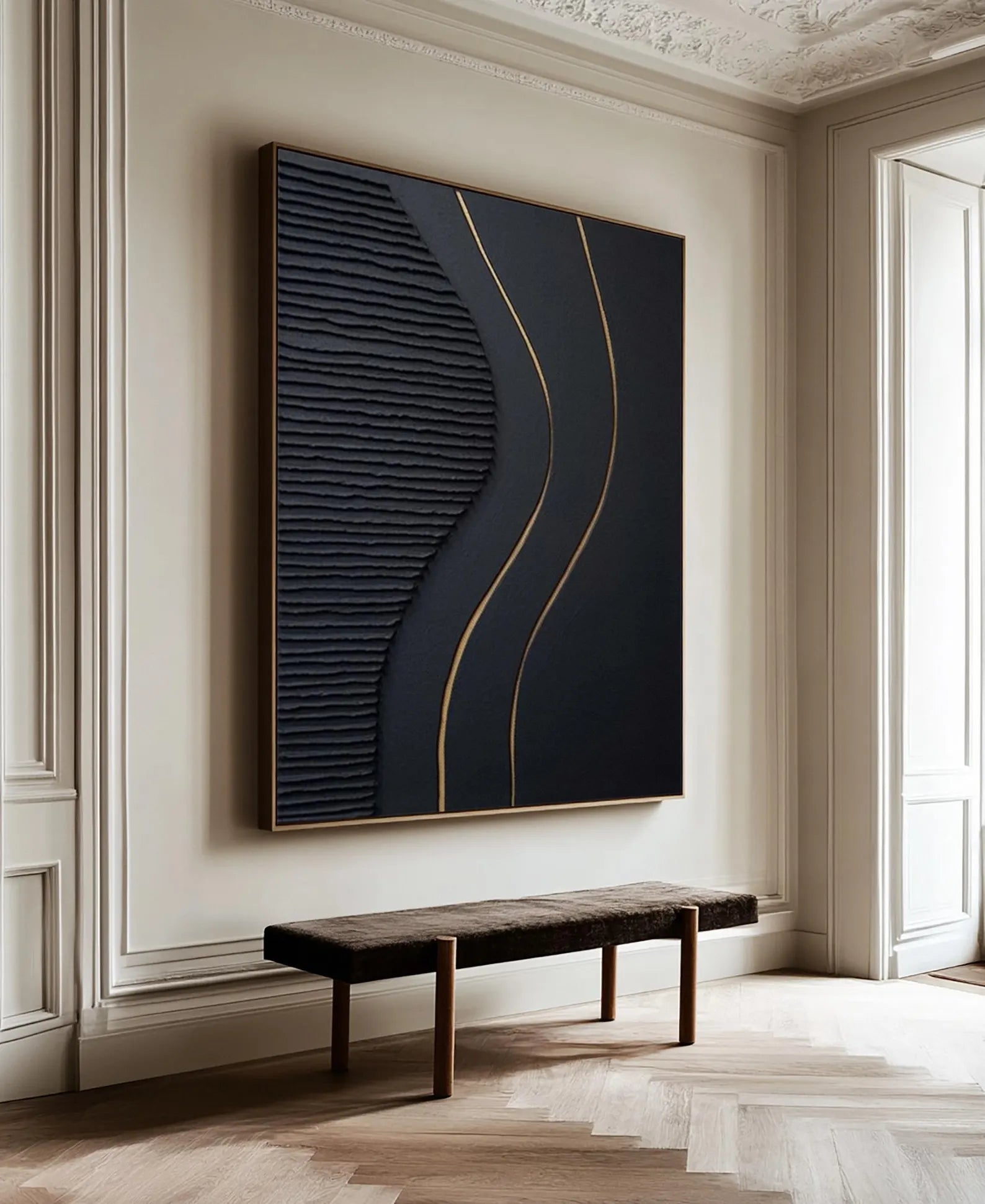 Textured Linear Luxury | Black Gold