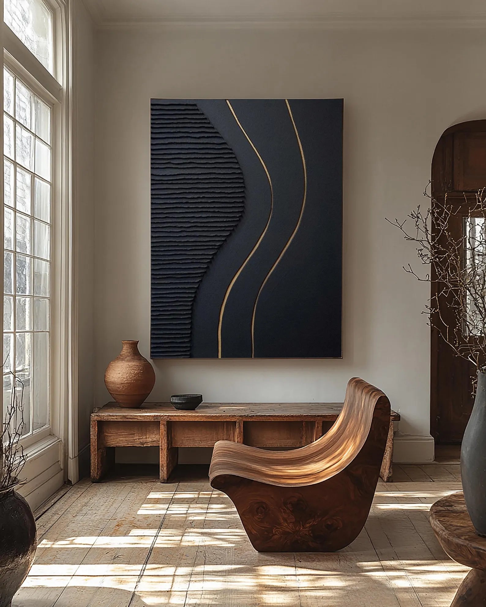 Textured Linear Luxury | Black Gold