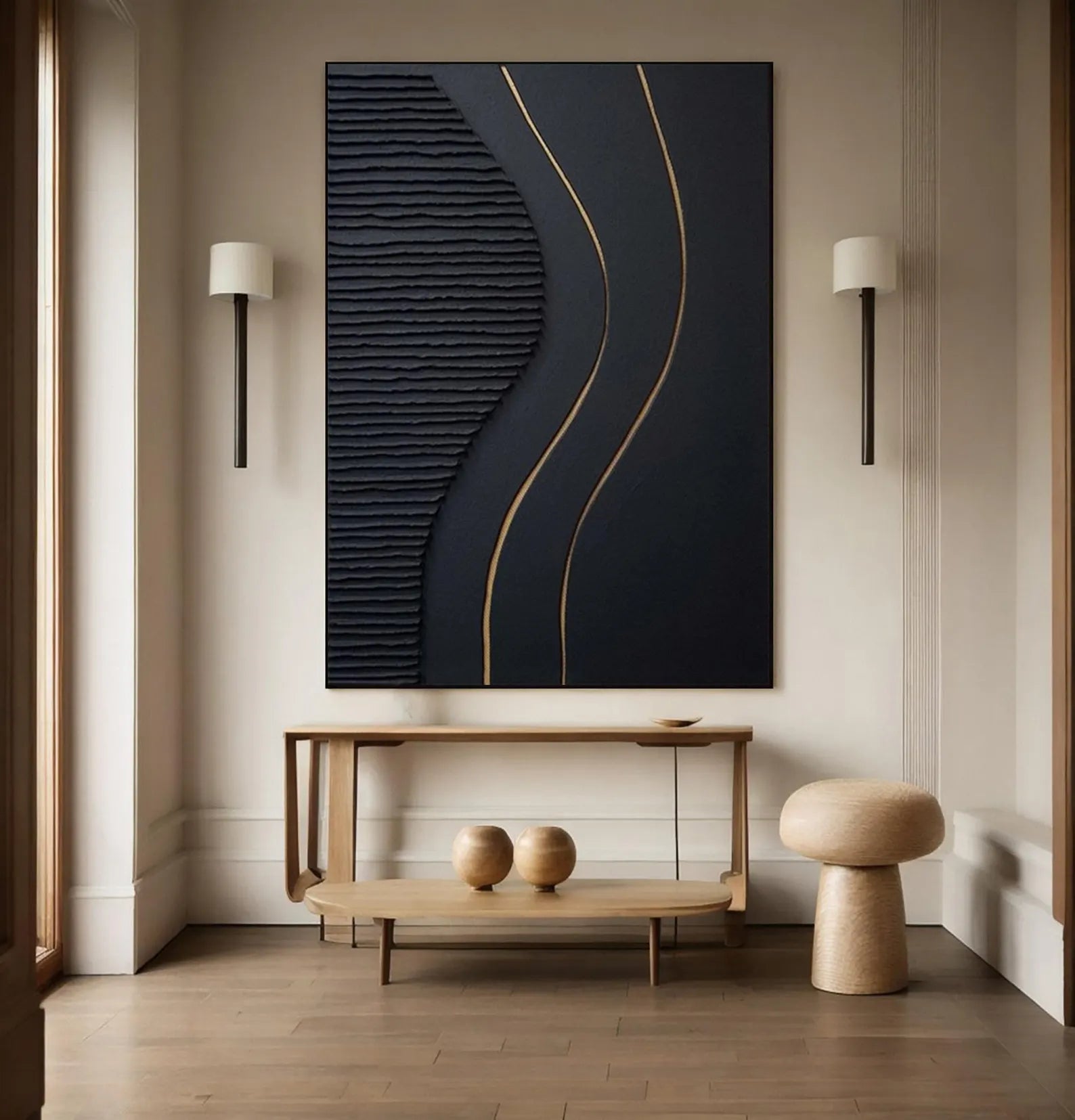 Textured Linear Luxury | Black Gold