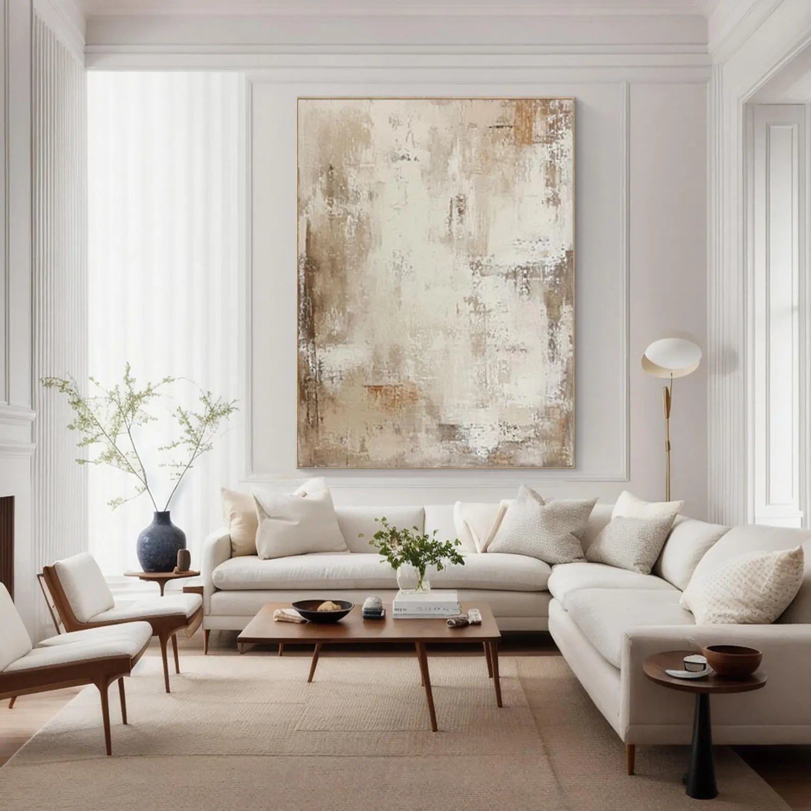 Textured Neutral Grandeur | Beige Mural