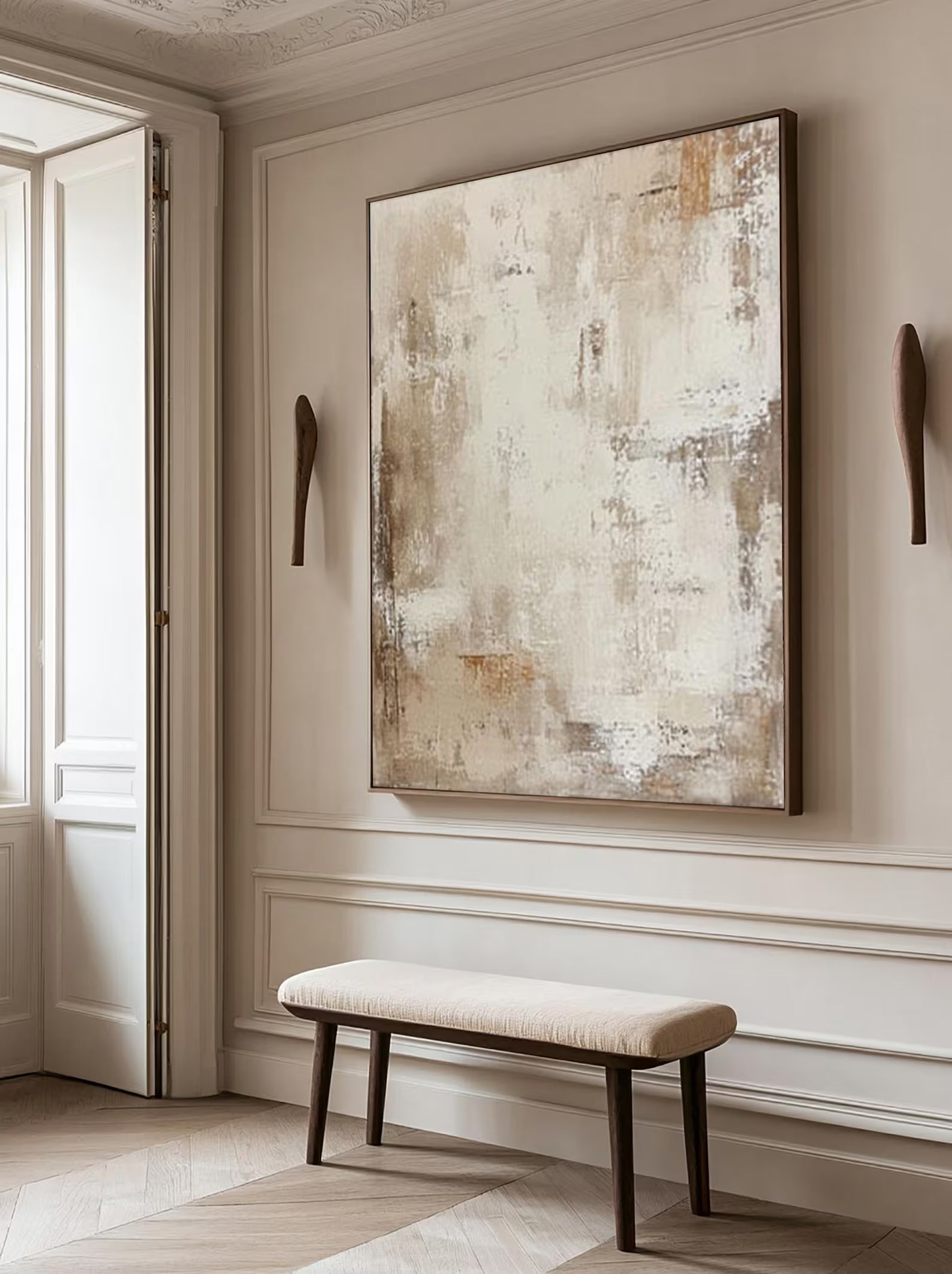 Textured Neutral Grandeur | Beige Mural