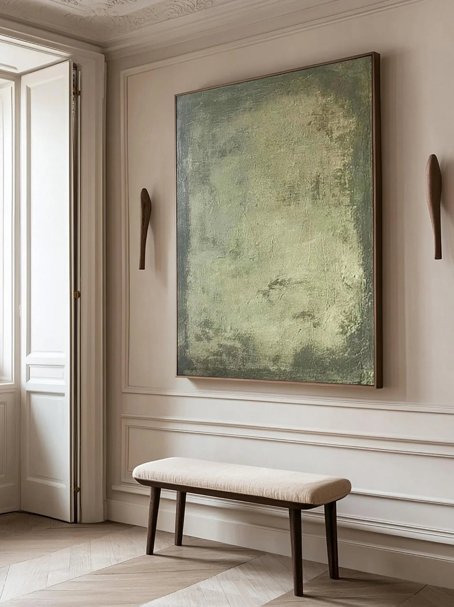 Textured Green Grandeur | Olive Mural