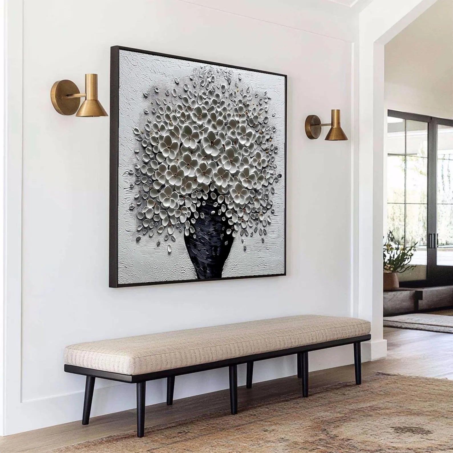 Textured Monochrome Blooms | Elegant Opulence