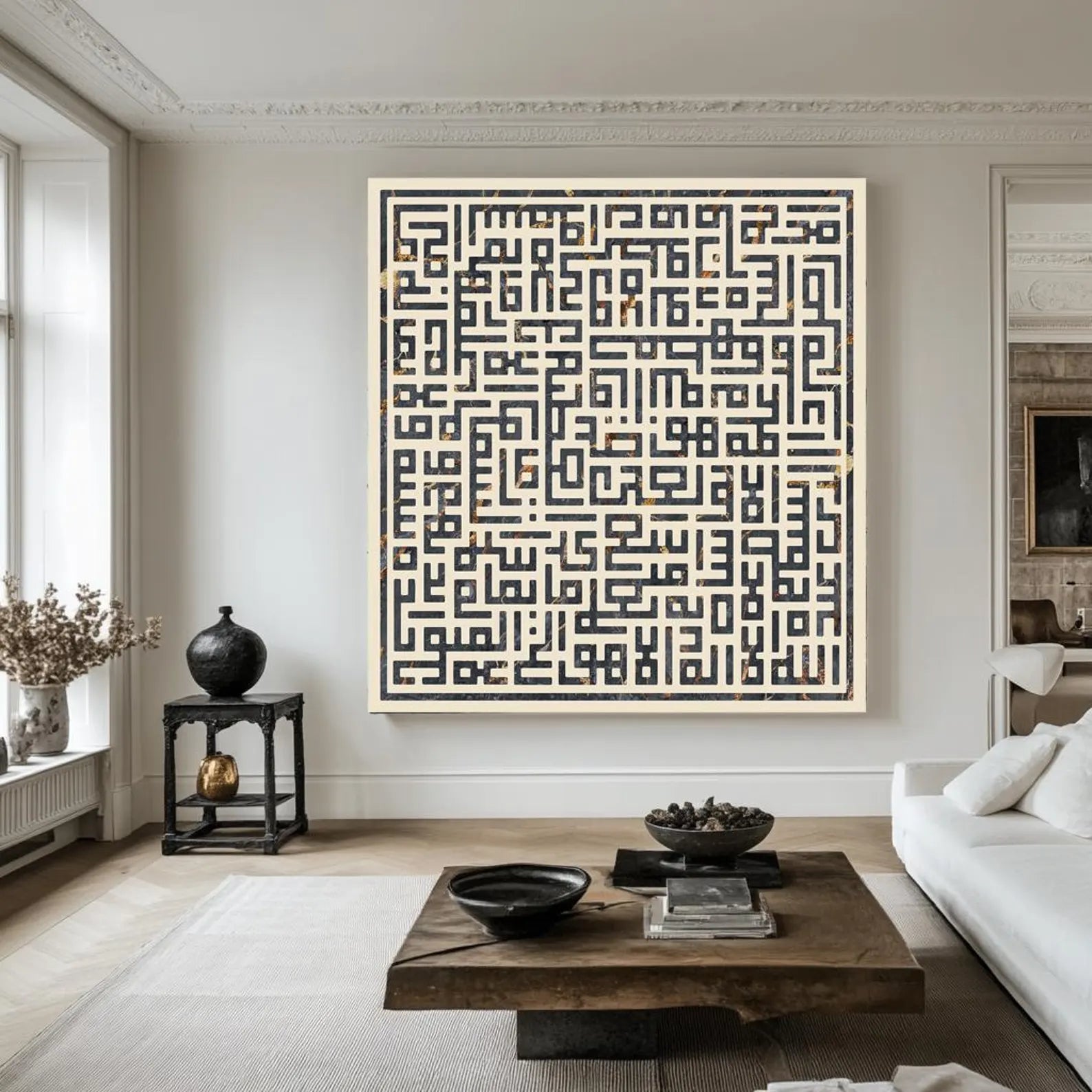 Textured Calligraphic Labyrinth | Dark Motif