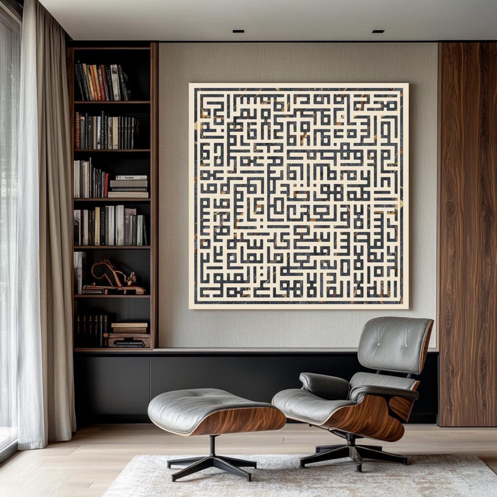 Textured Calligraphic Labyrinth | Dark Motif