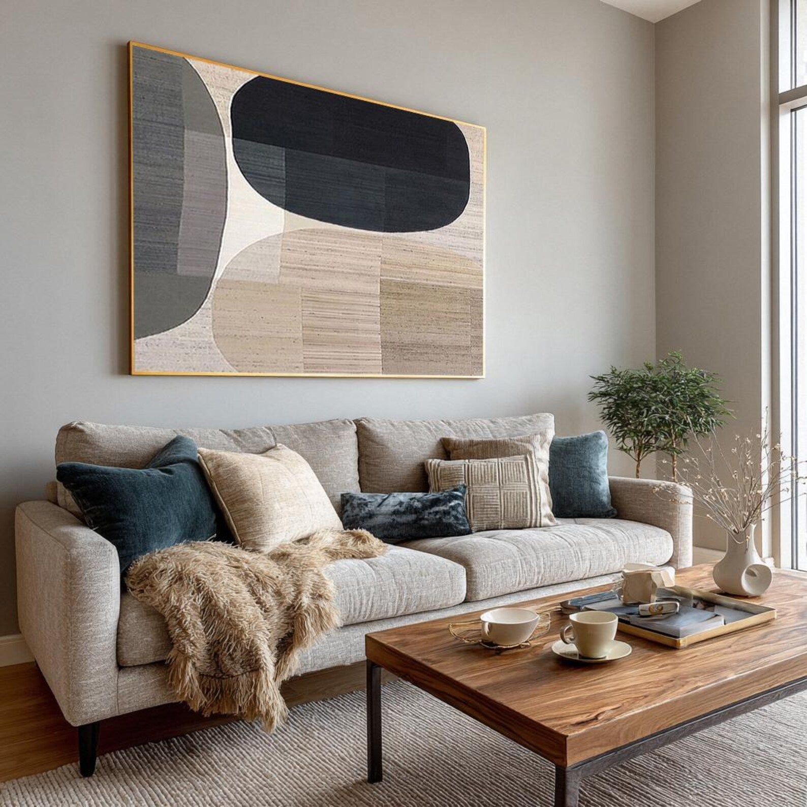 Textured Curved Geometrics | Neutral Hues