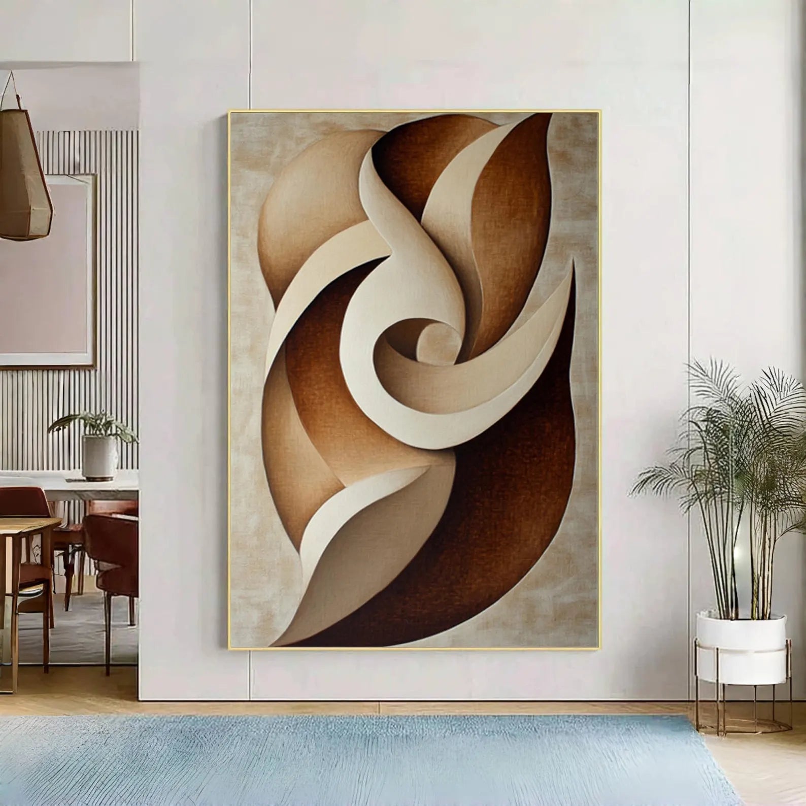 Textured Geometric Elegance | Brown Swirl