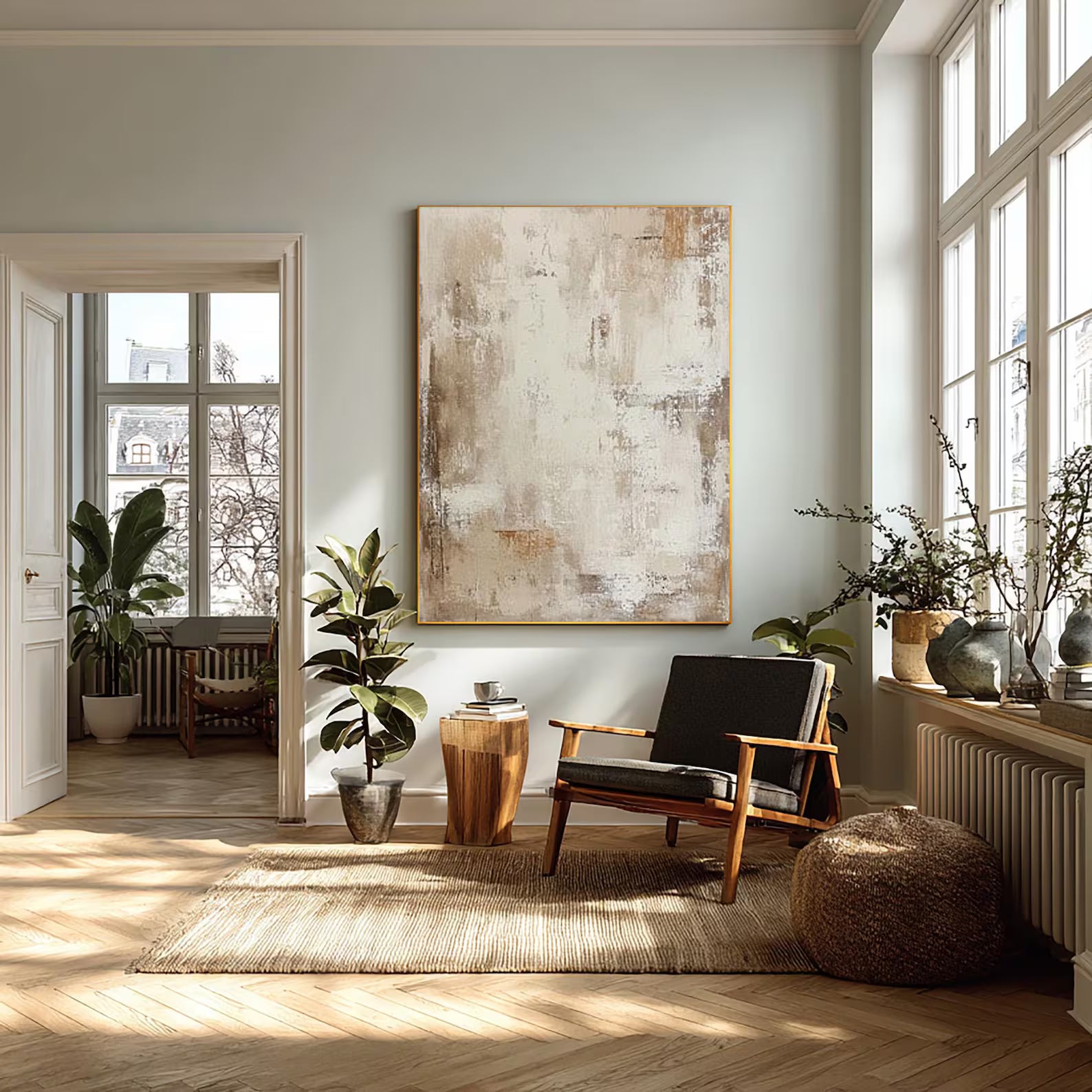 Textured Neutral Grandeur | Beige Mural