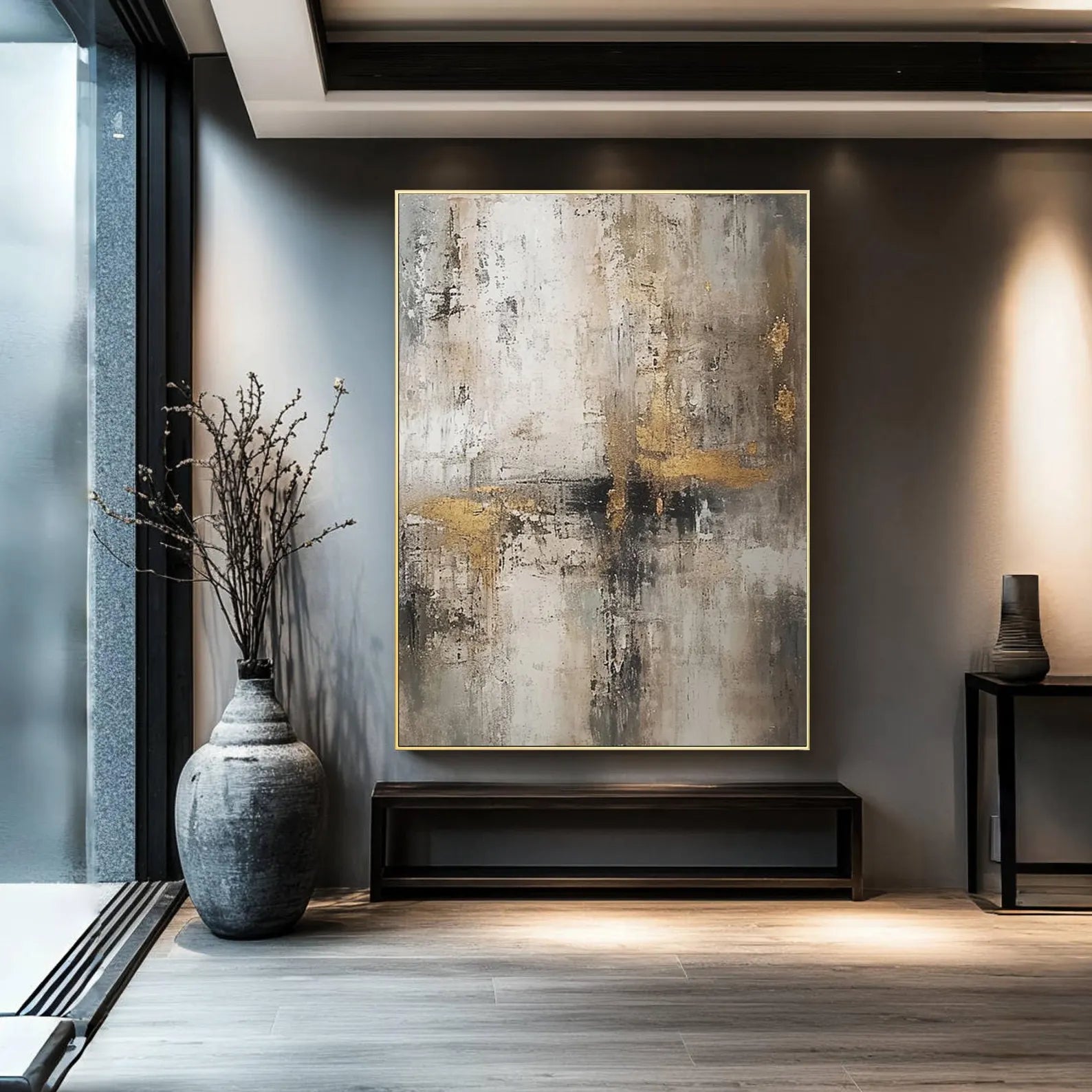 Textured Abstract Opulence | Gold Gray