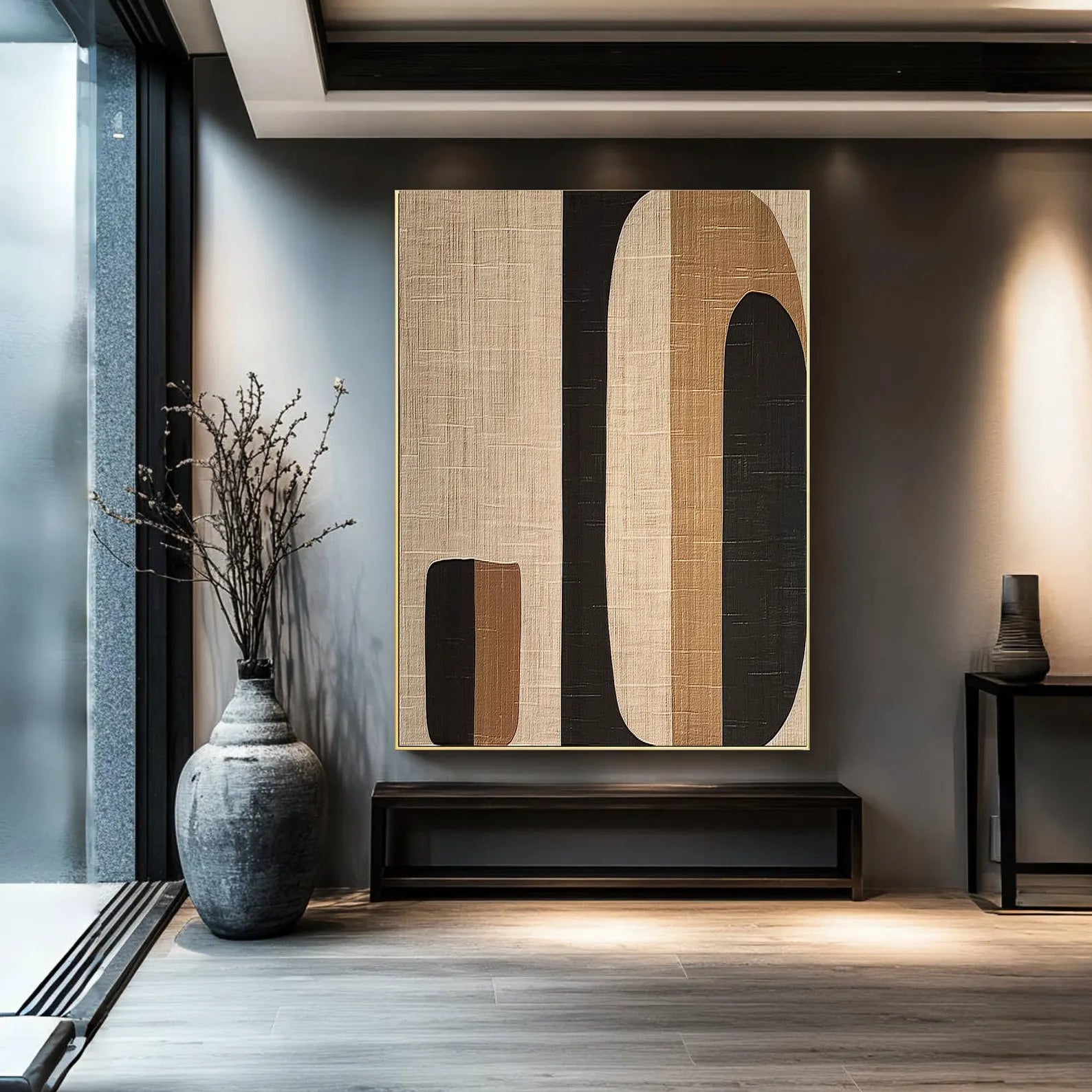 Textured Geometric Luxury | Beige Black