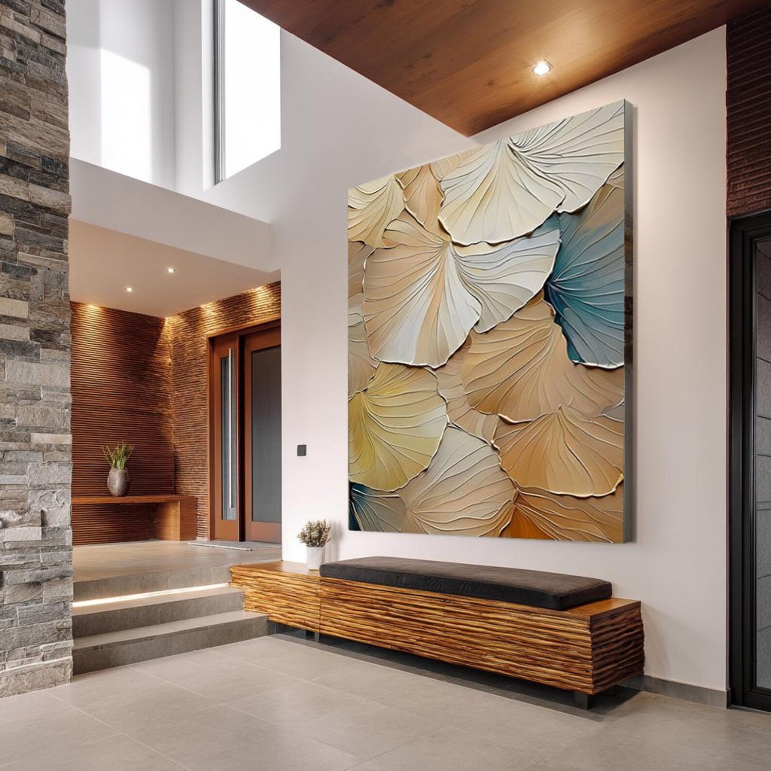 Textured Ginkgo Elegance | Golden Fronds