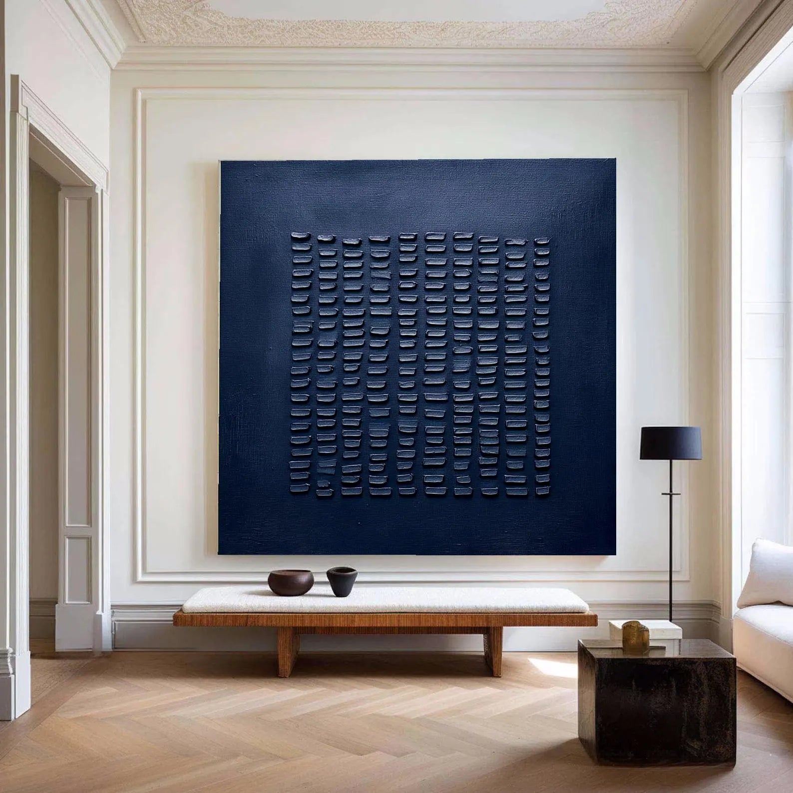 Textured Navy Minimalist Art | Understated Elegance