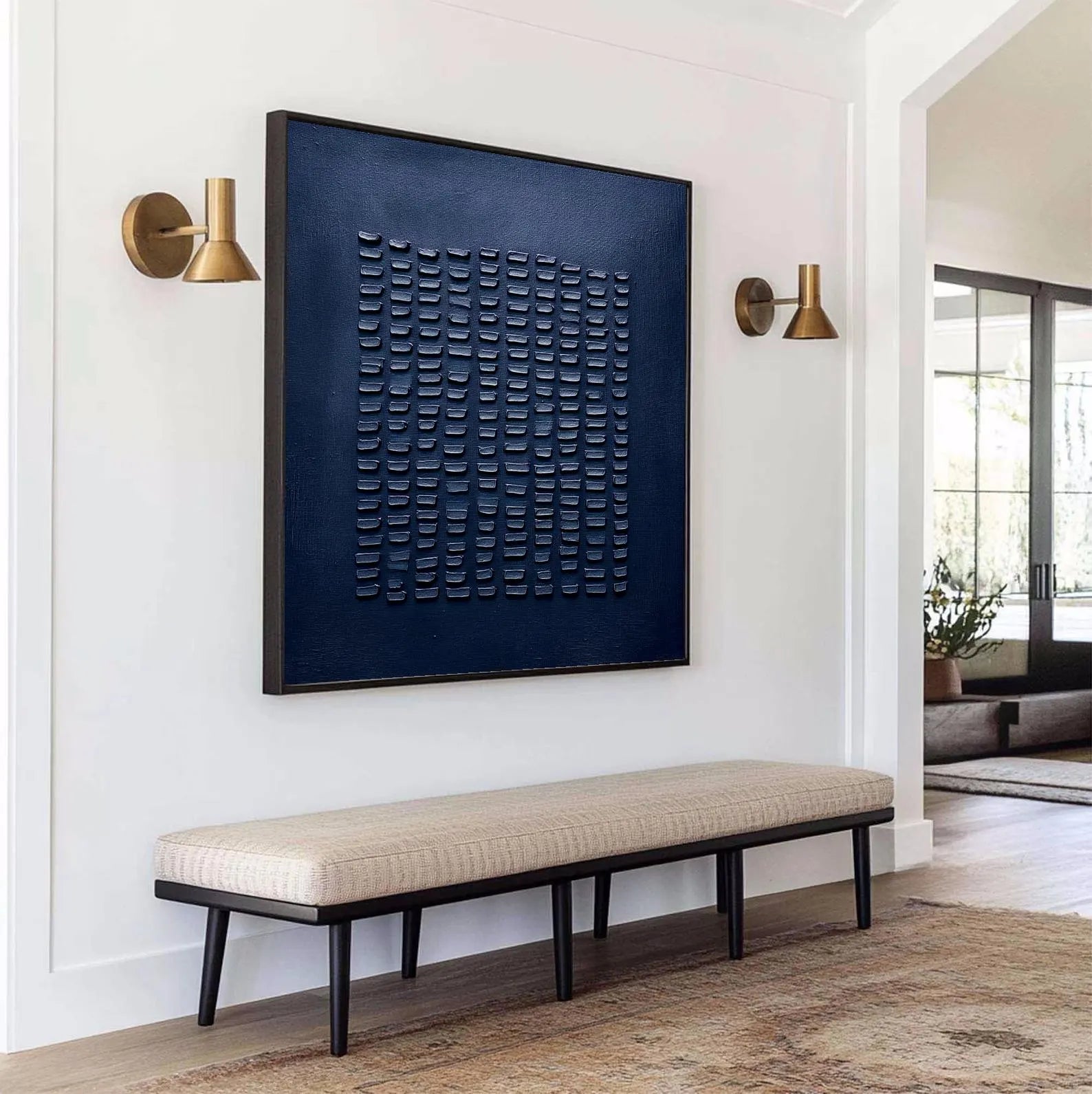 Textured Navy Minimalist Art | Understated Elegance