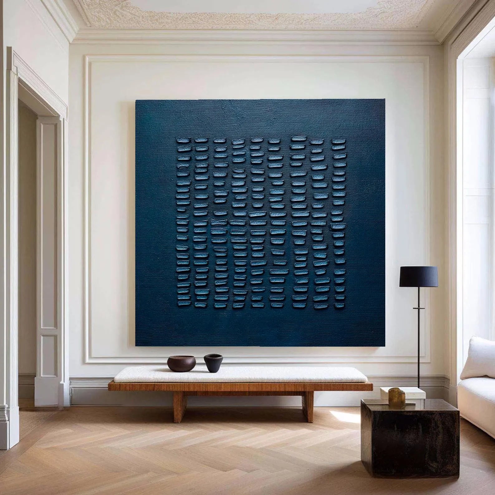 Deep Navy Textured Art | Chic Sophistication