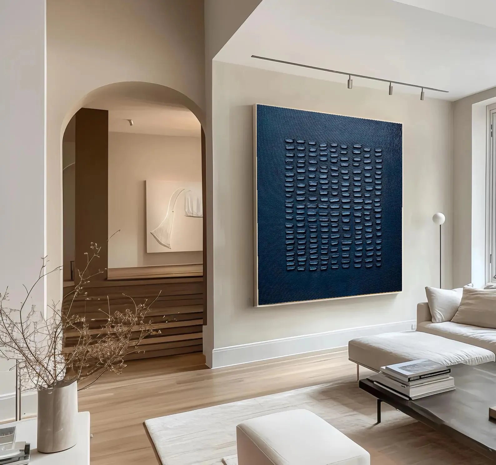 Deep Navy Textured Art | Chic Sophistication