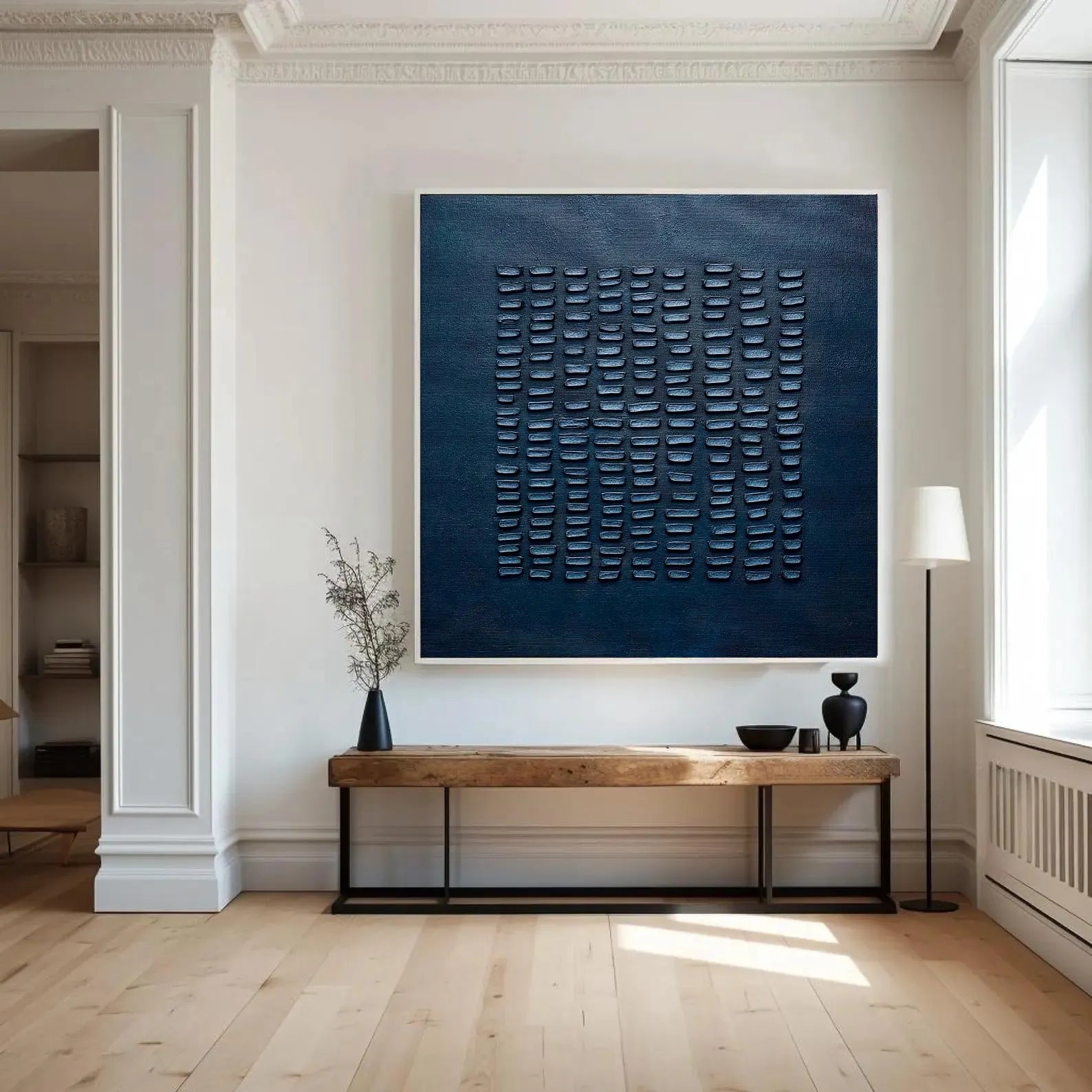 Deep Navy Textured Art | Chic Sophistication