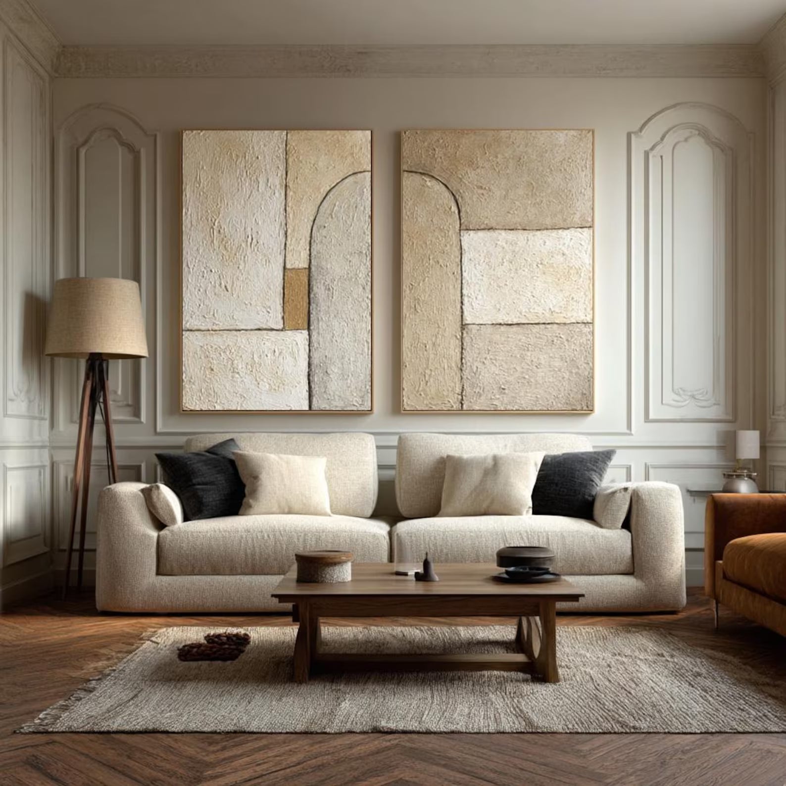 Textured Arched Forms | Beige Duo