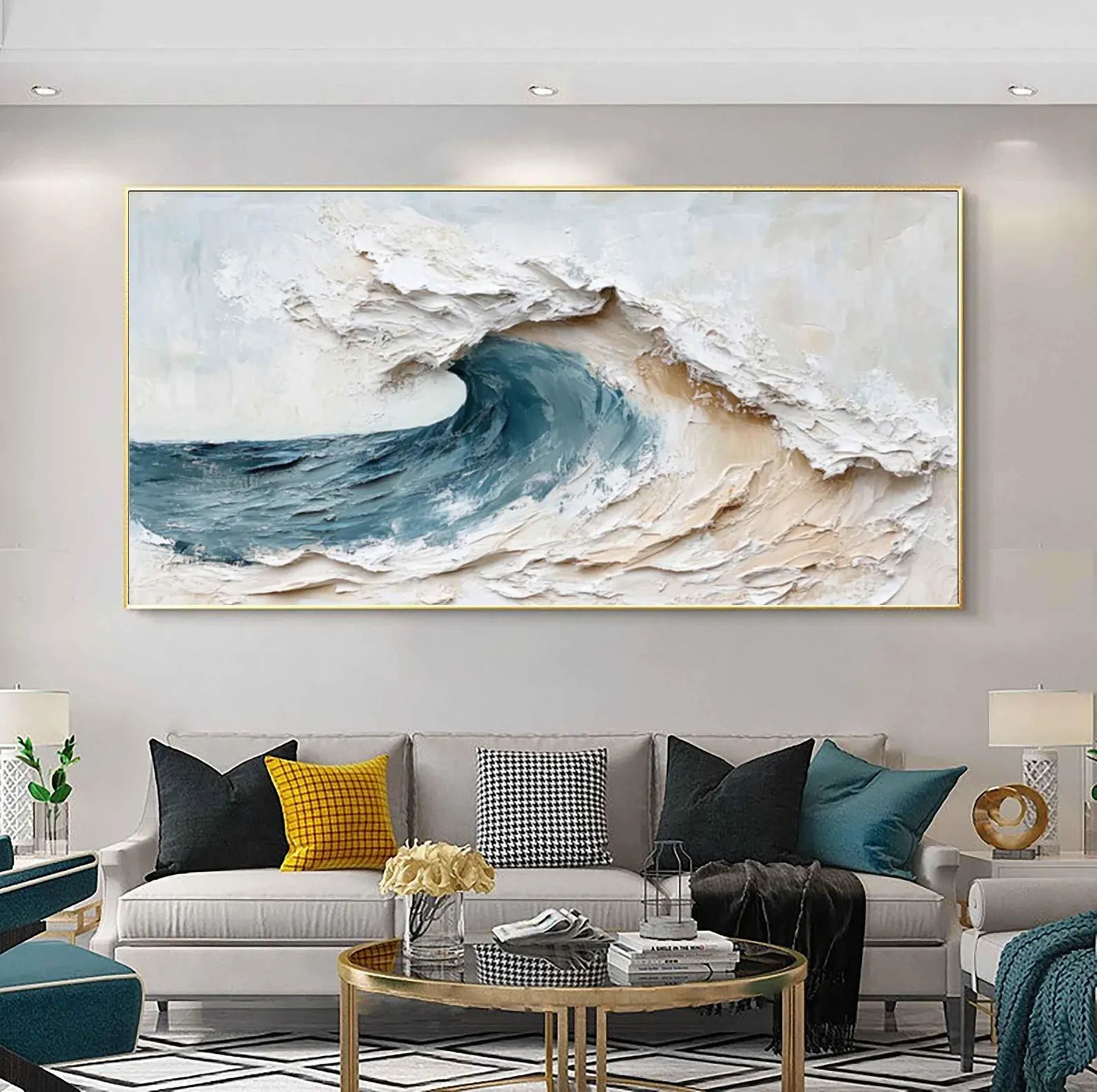 Textured Wave Grandeur | Blue Beige