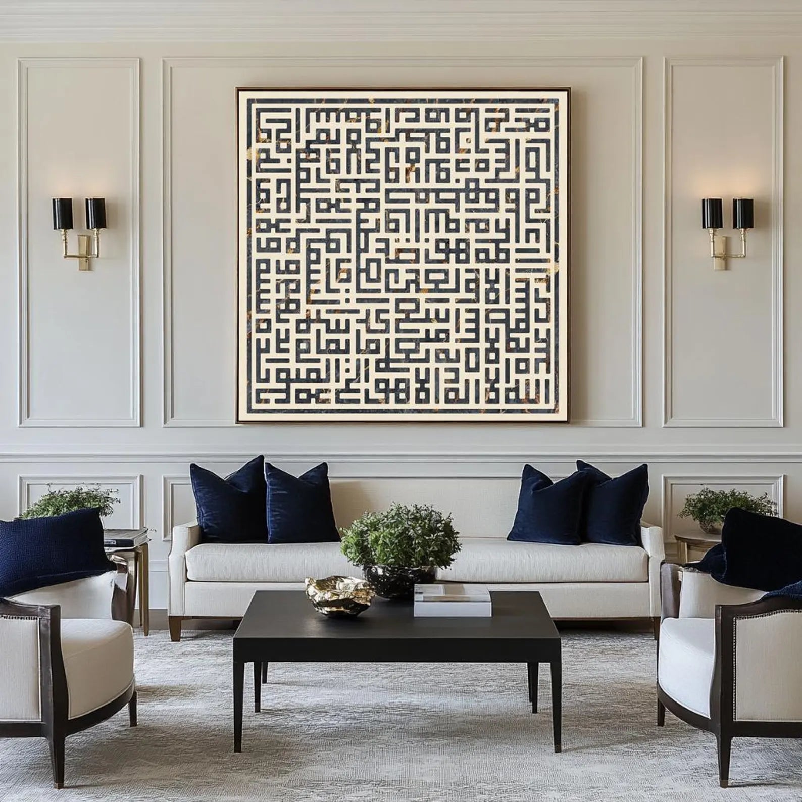 Textured Calligraphic Labyrinth | Dark Motif