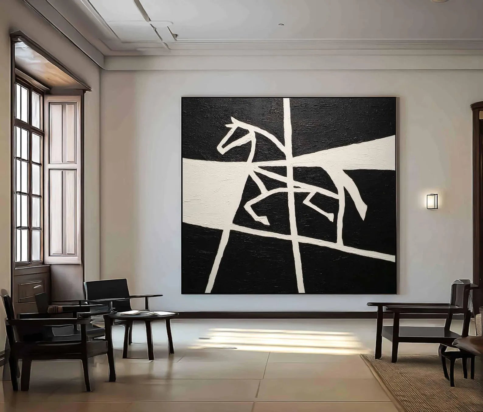 Geometric Equine Monochrome | Artistic Boldness