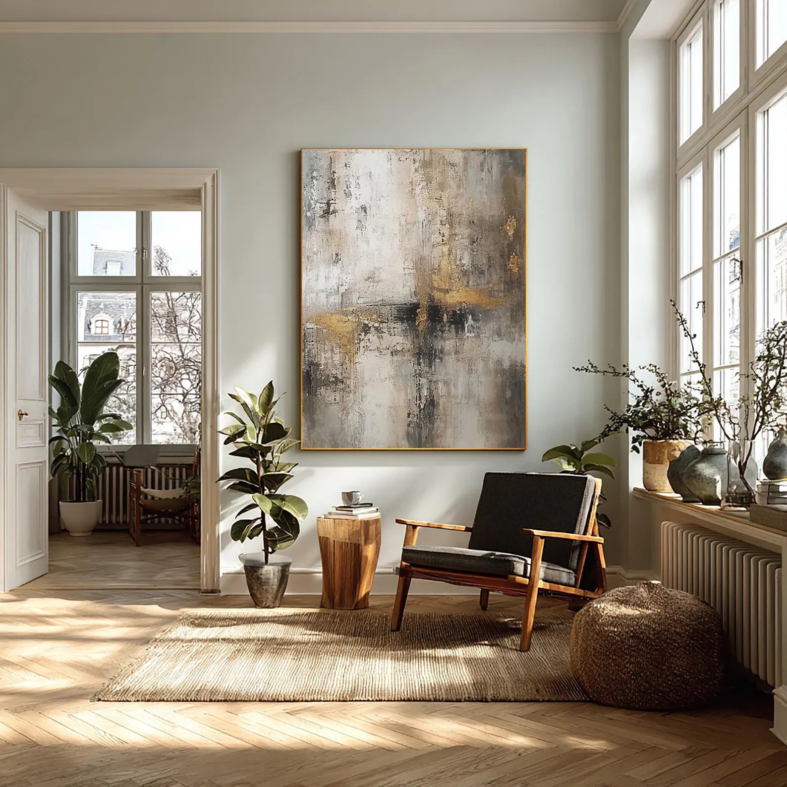 Textured Abstract Opulence | Gold Gray