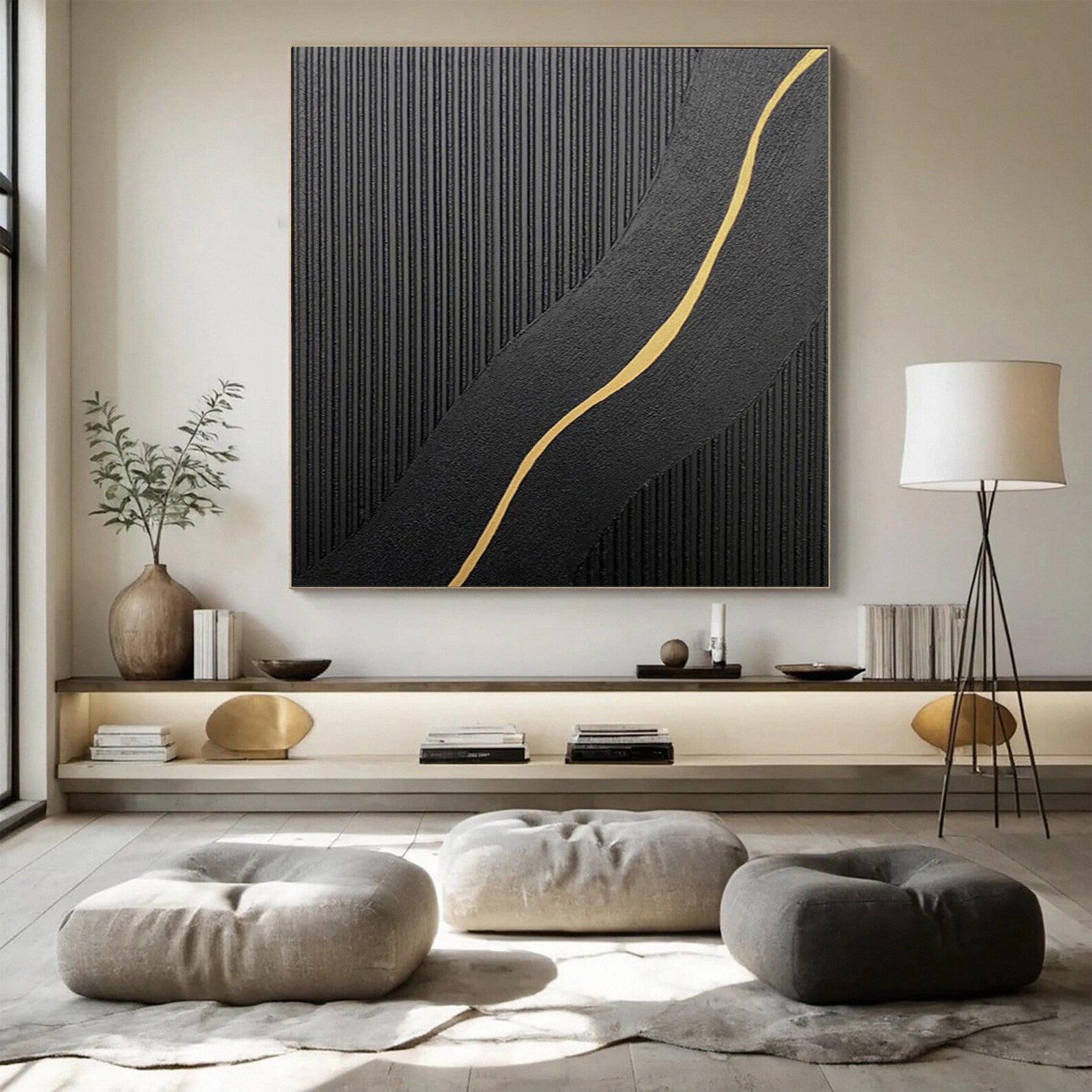 Textured Linear Opulence | Black Gold
