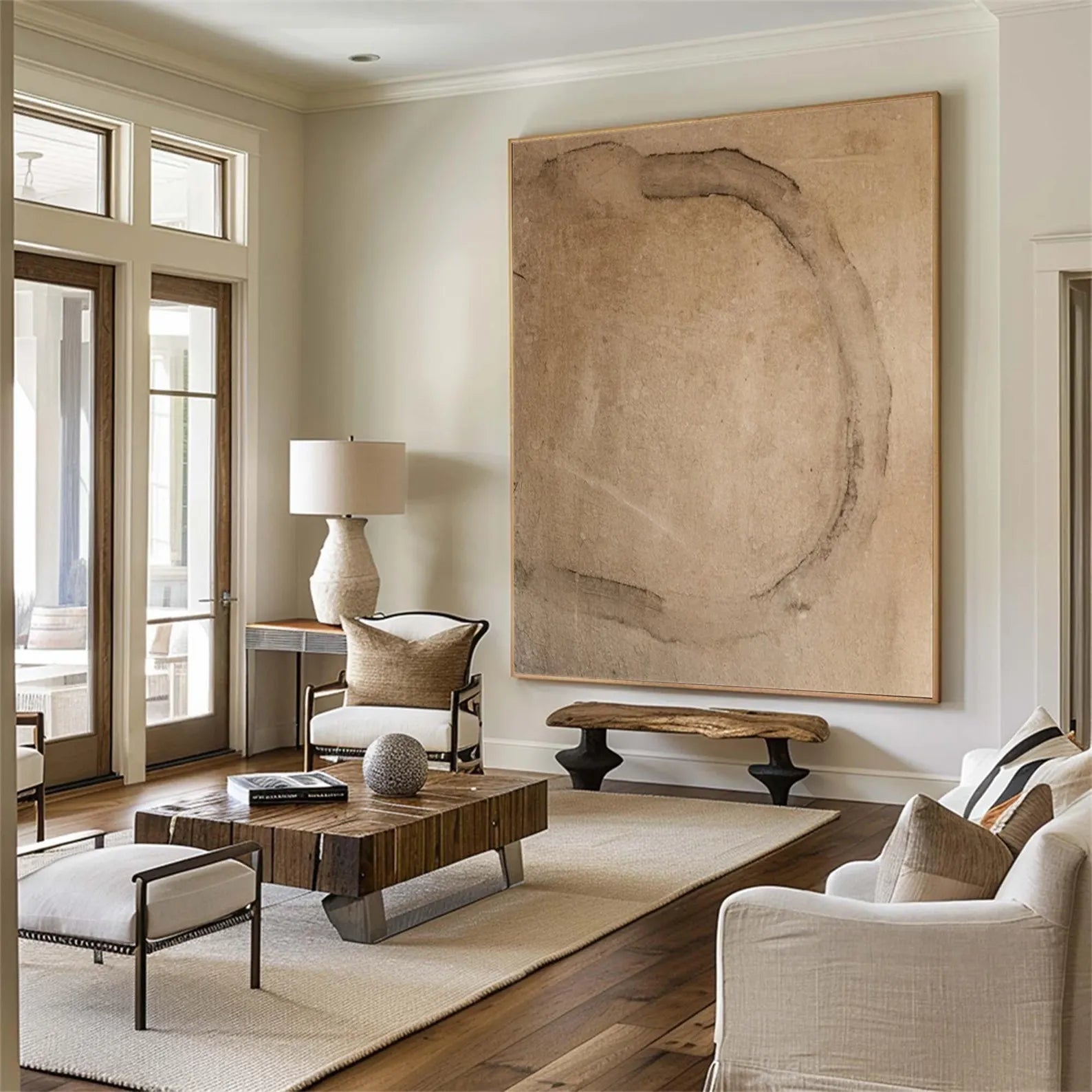 Textured Earthy Circle | Beige Stroke