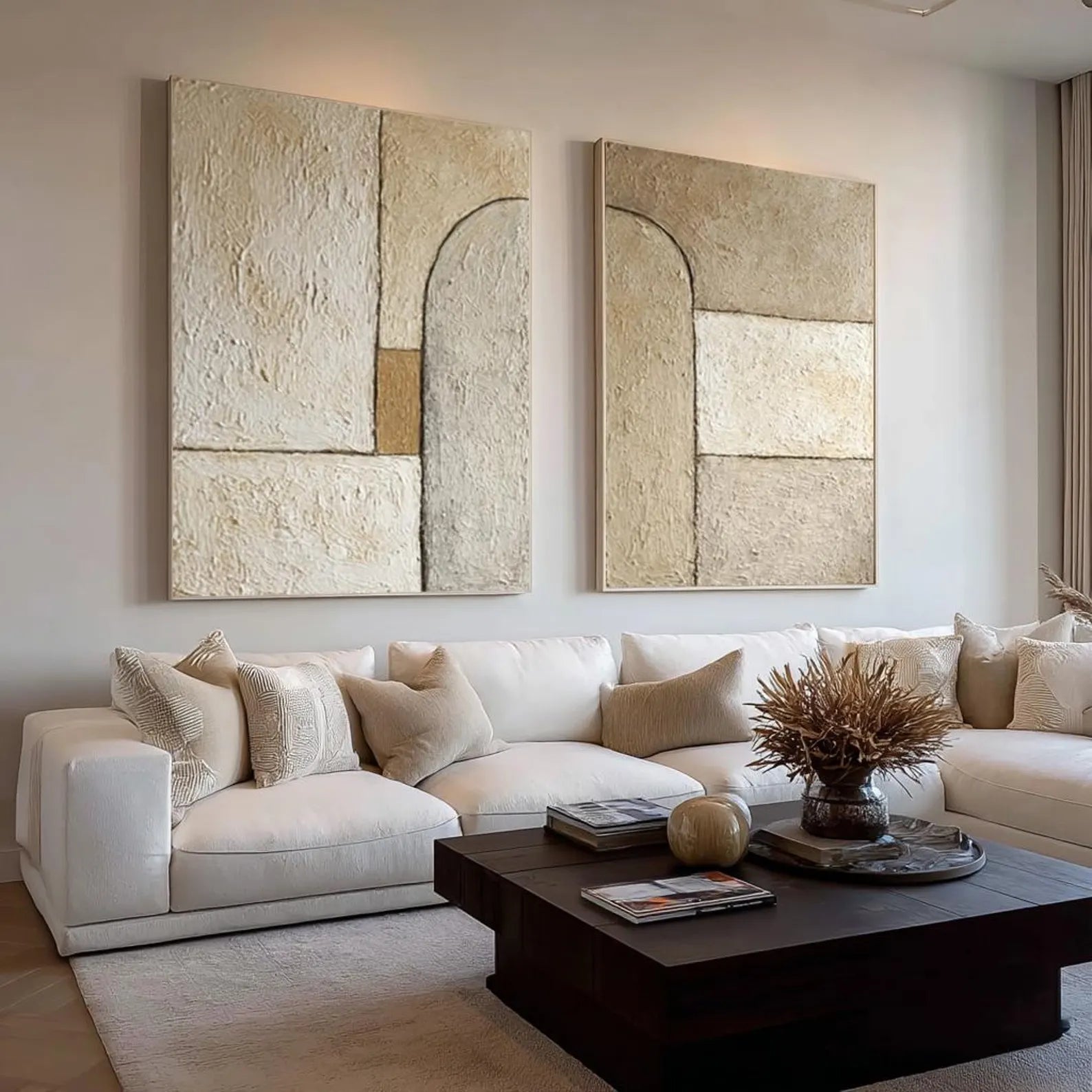 Textured Arched Forms | Beige Duo