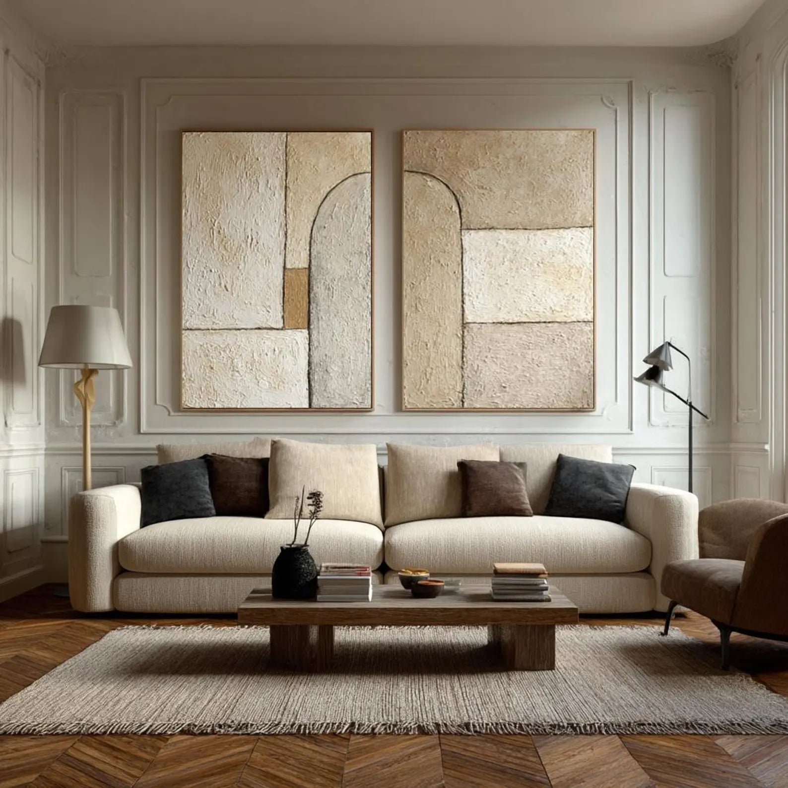 Textured Arched Forms | Beige Duo