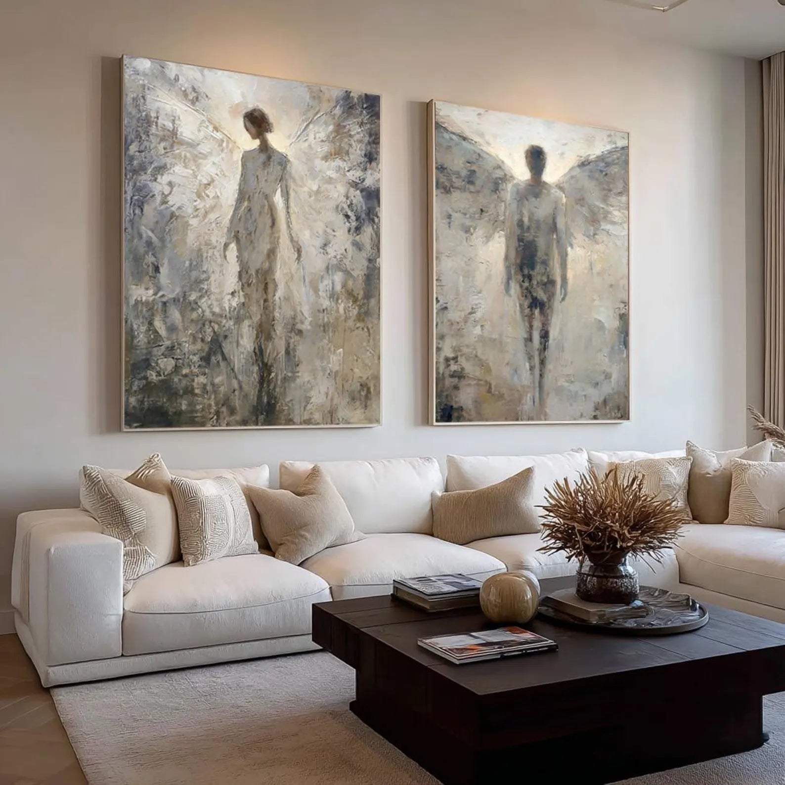 Ethereal Angelic Figures | Gray Duo