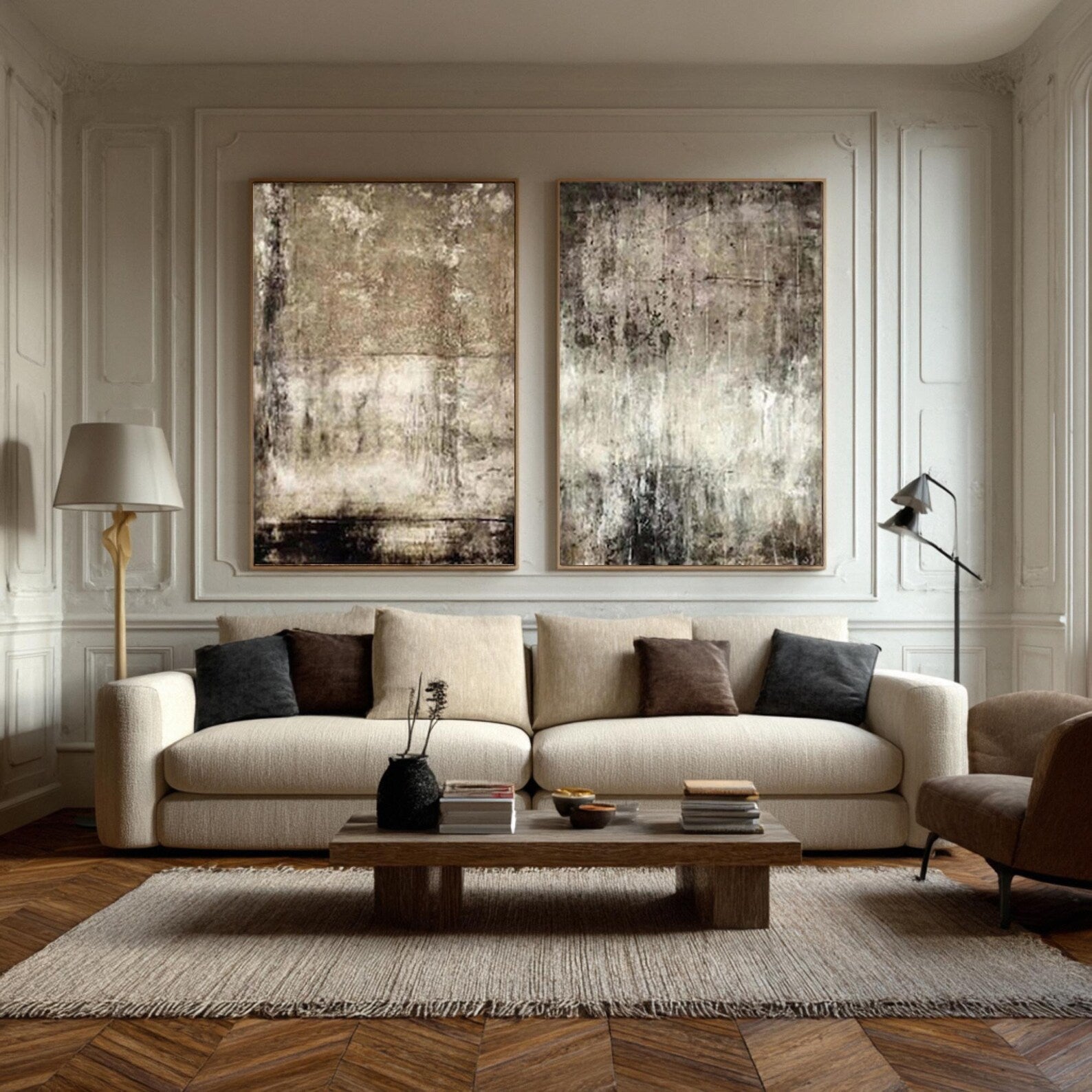 Distressed Abstract Panels | Earth Tones