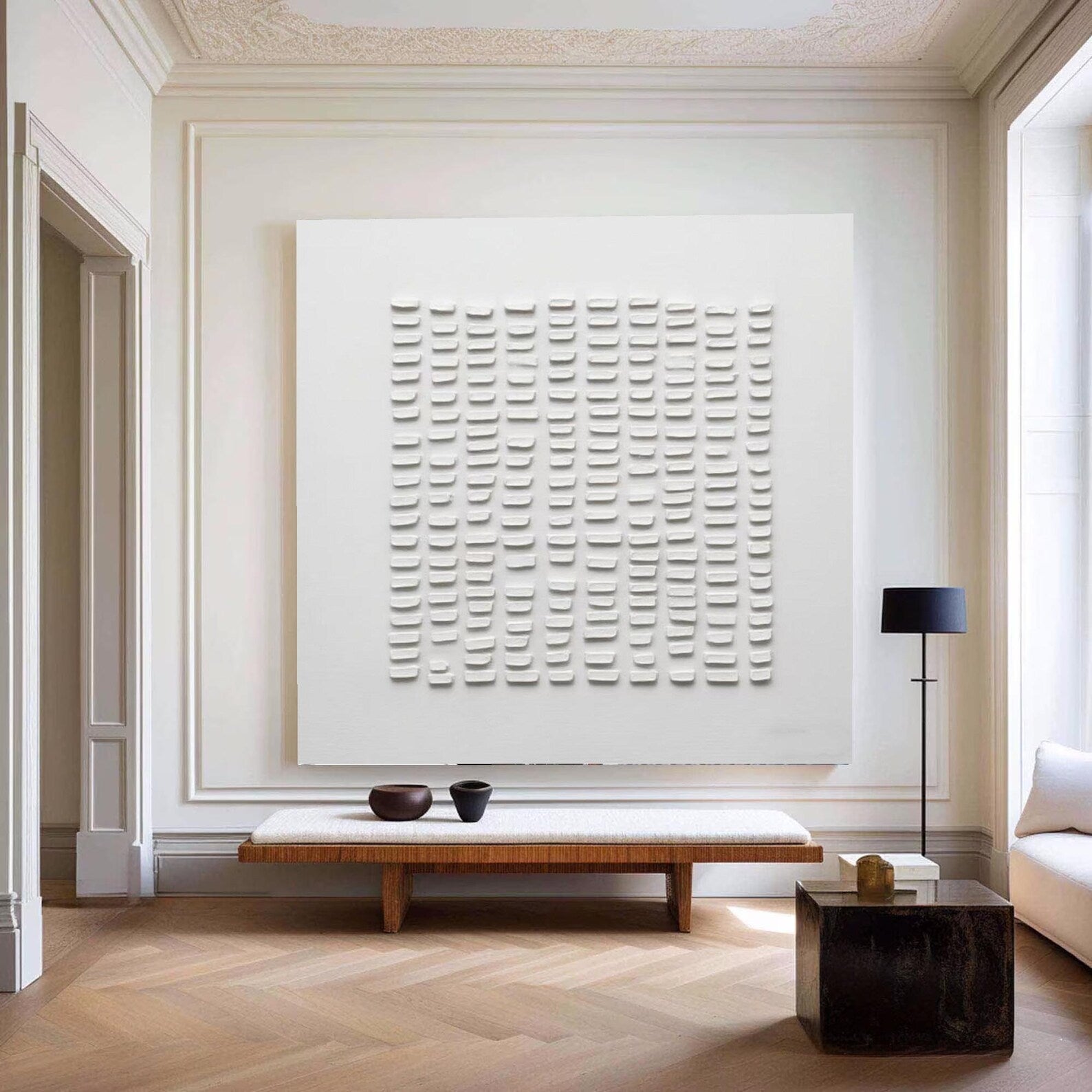 Textured Geometric Rhythm | White Minimalism