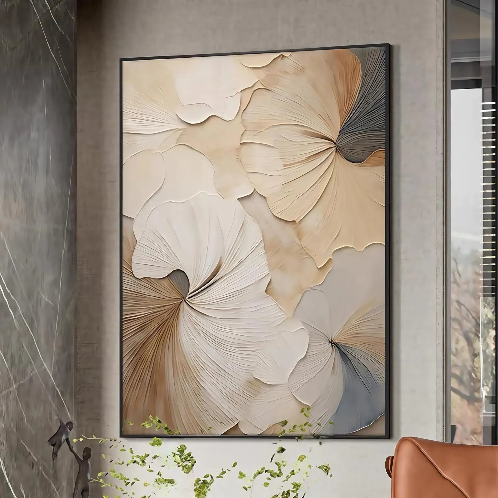 Textured Ginkgo Opulence | Linen Fans