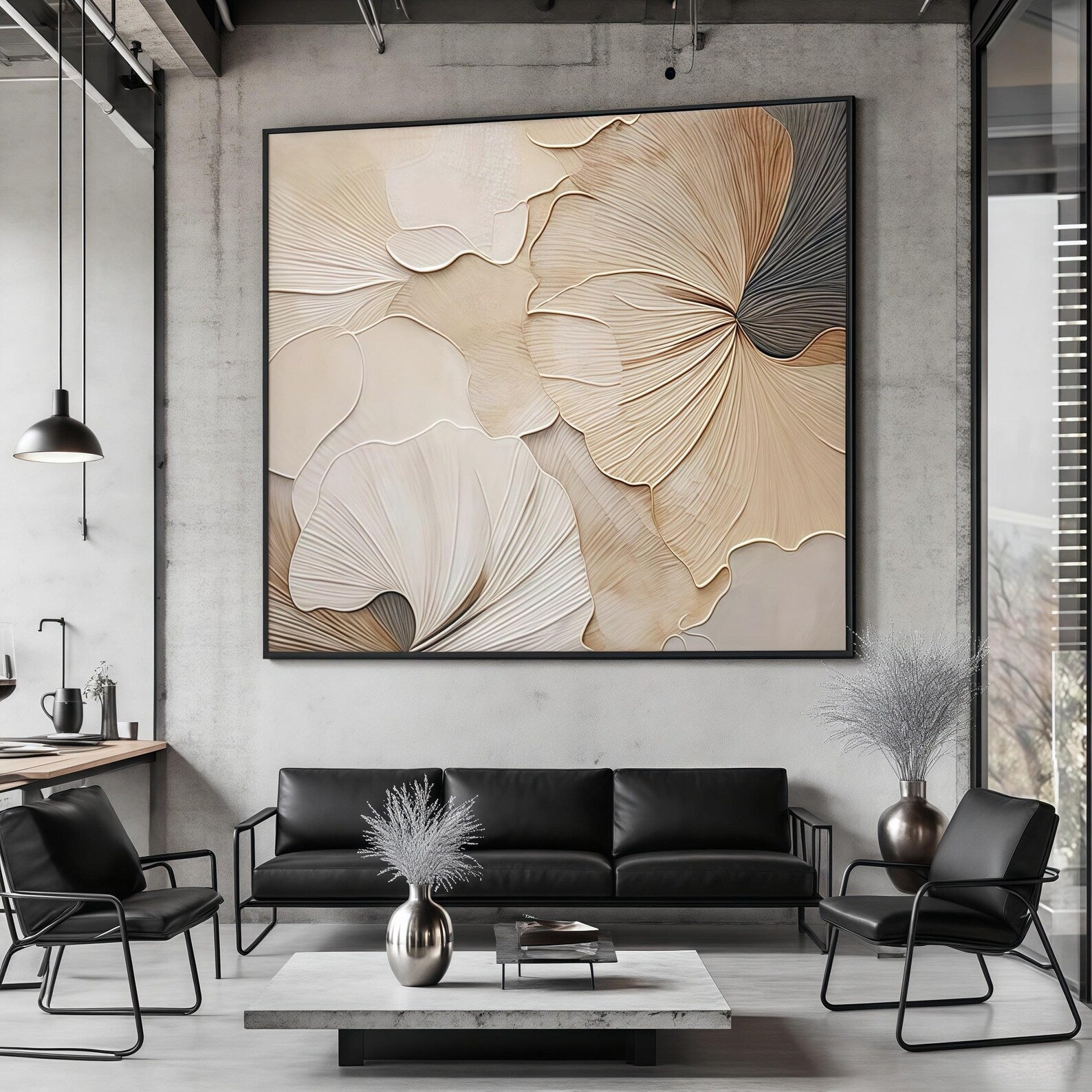 Textured Ginkgo Opulence | Linen Fans