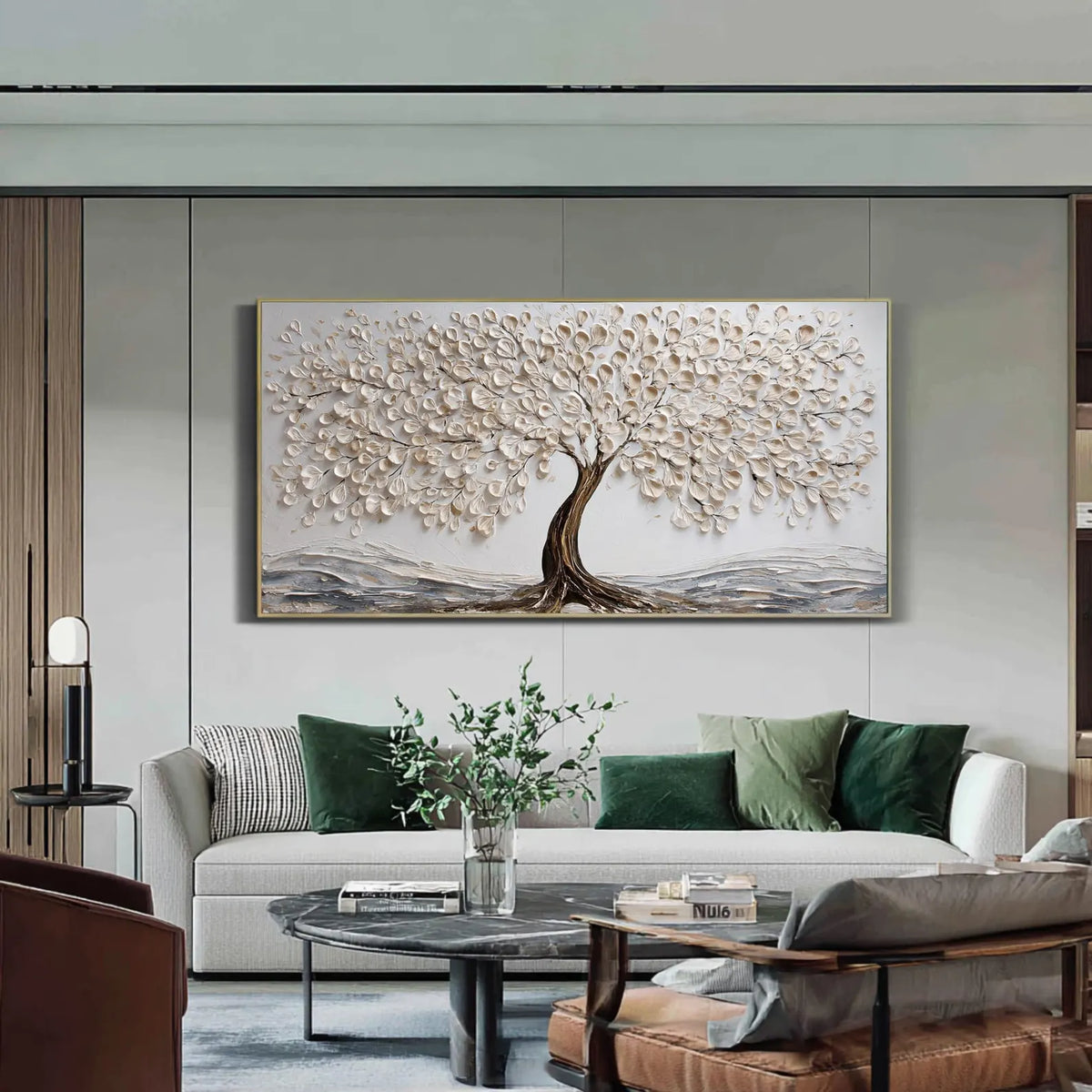 Textured Arbor Opulence | Beige Tree