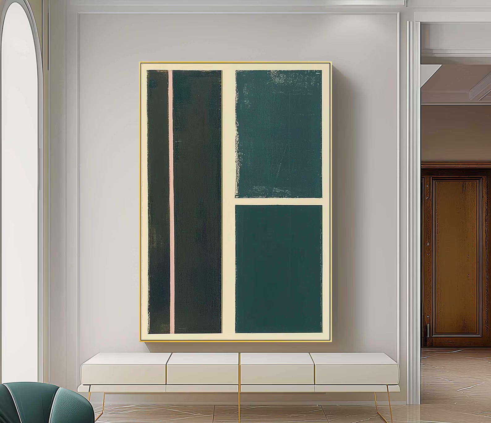 Textured Geometric Elegance | Teal Block