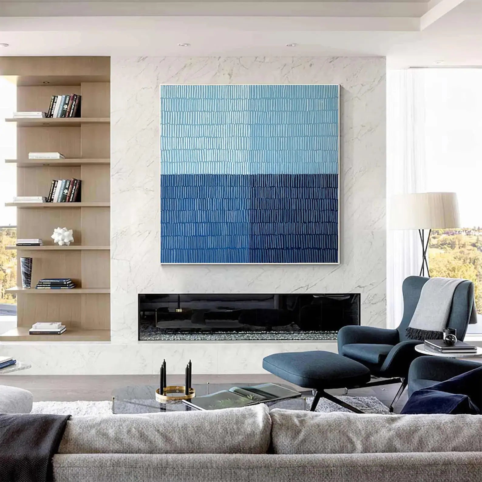 Textured Blue Blocks Art | Serene Sophistication