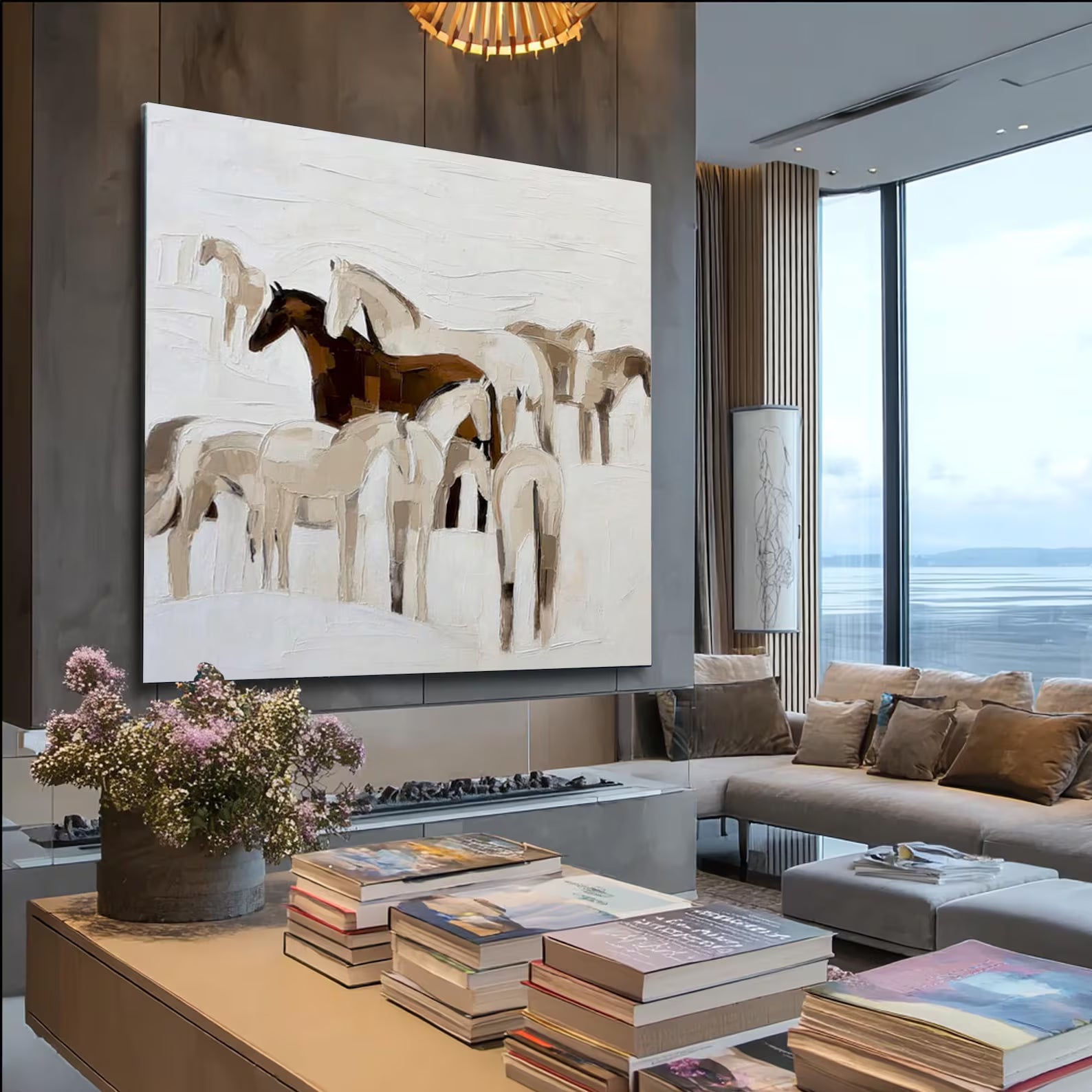 Textured Equine Harmony | Beige Brown