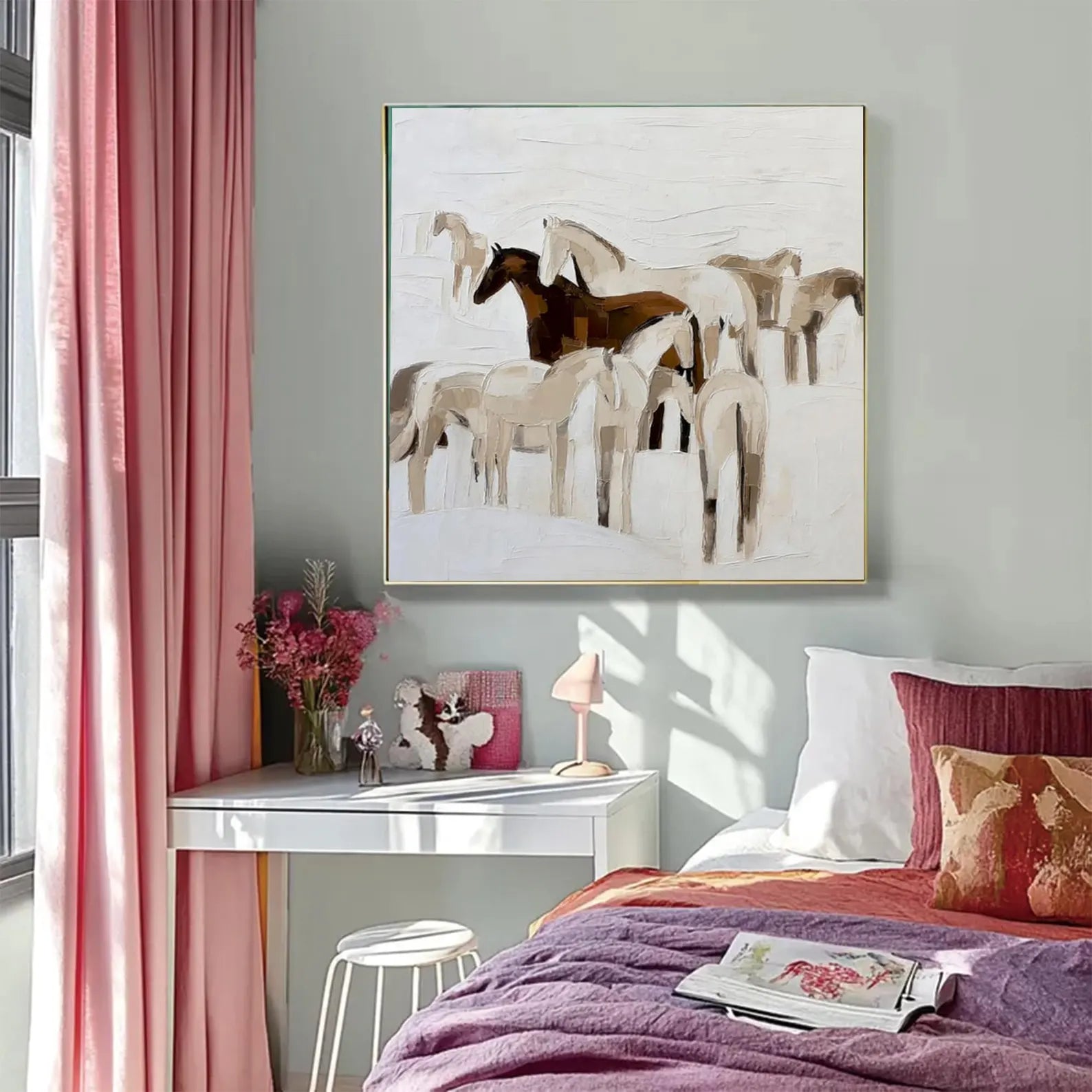 Textured Equine Harmony | Beige Brown