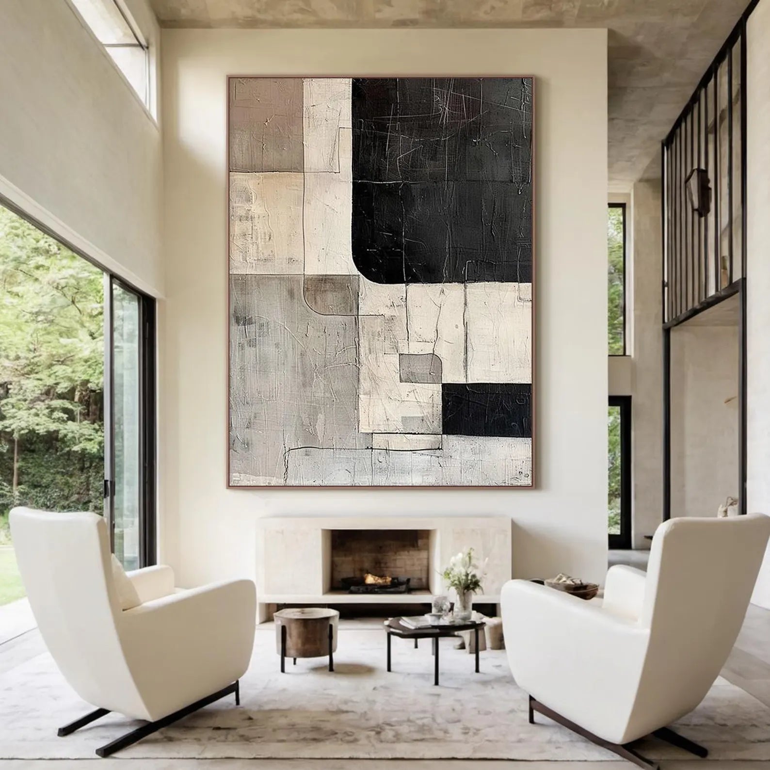 Textured Geometric Contrast | Black Gray