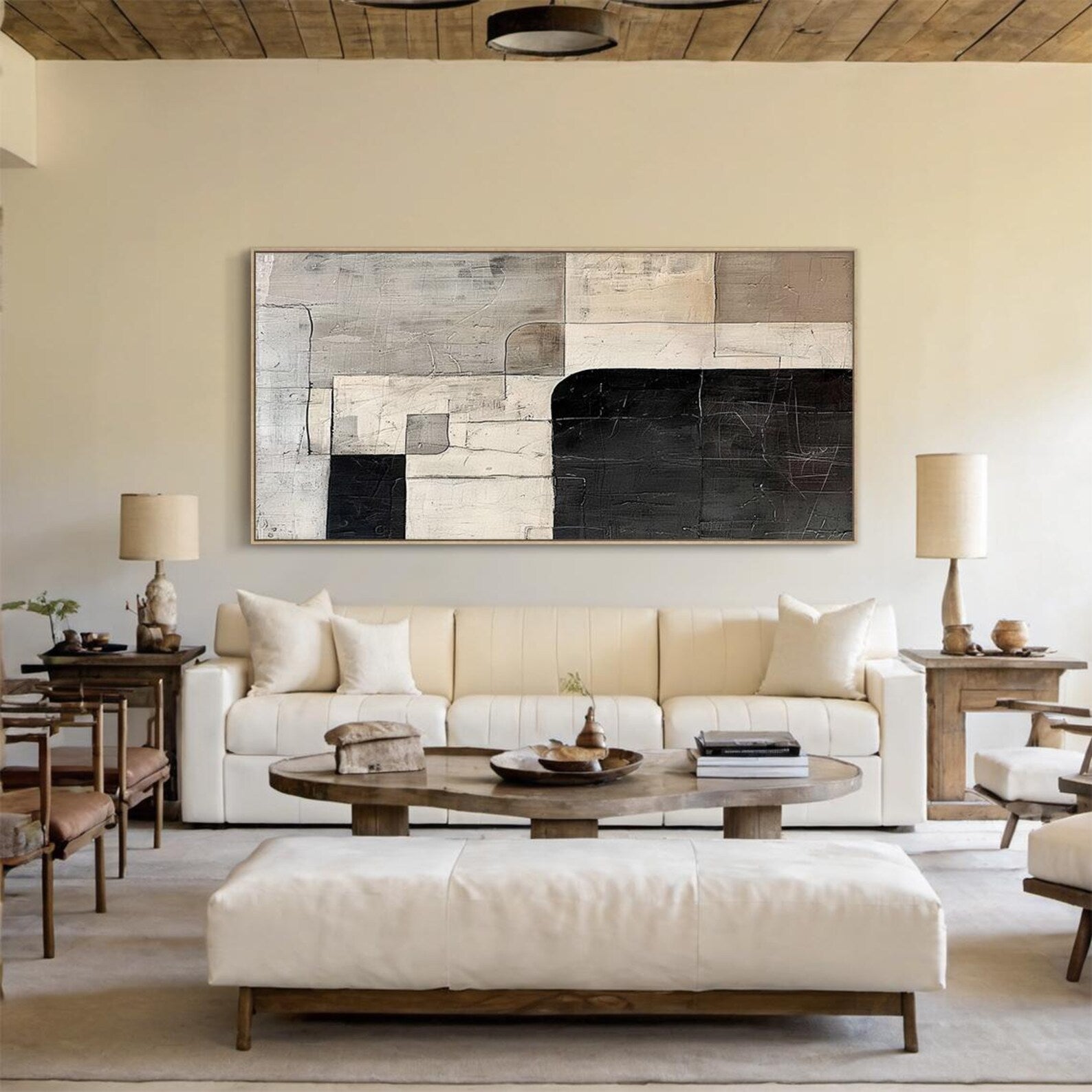 Textured Geometric Contrast | Black Gray