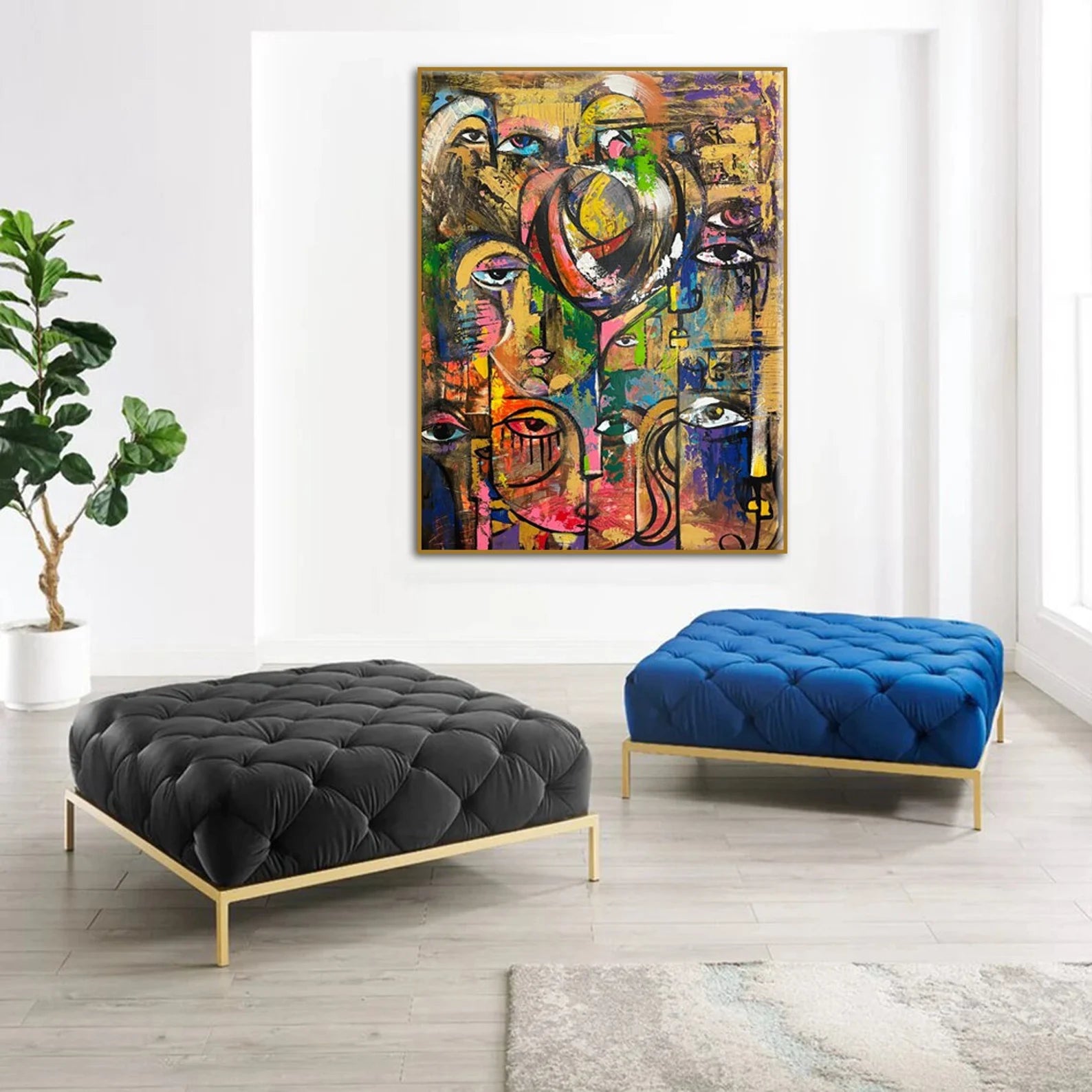 Textured Abstract Faces | Heart Accents