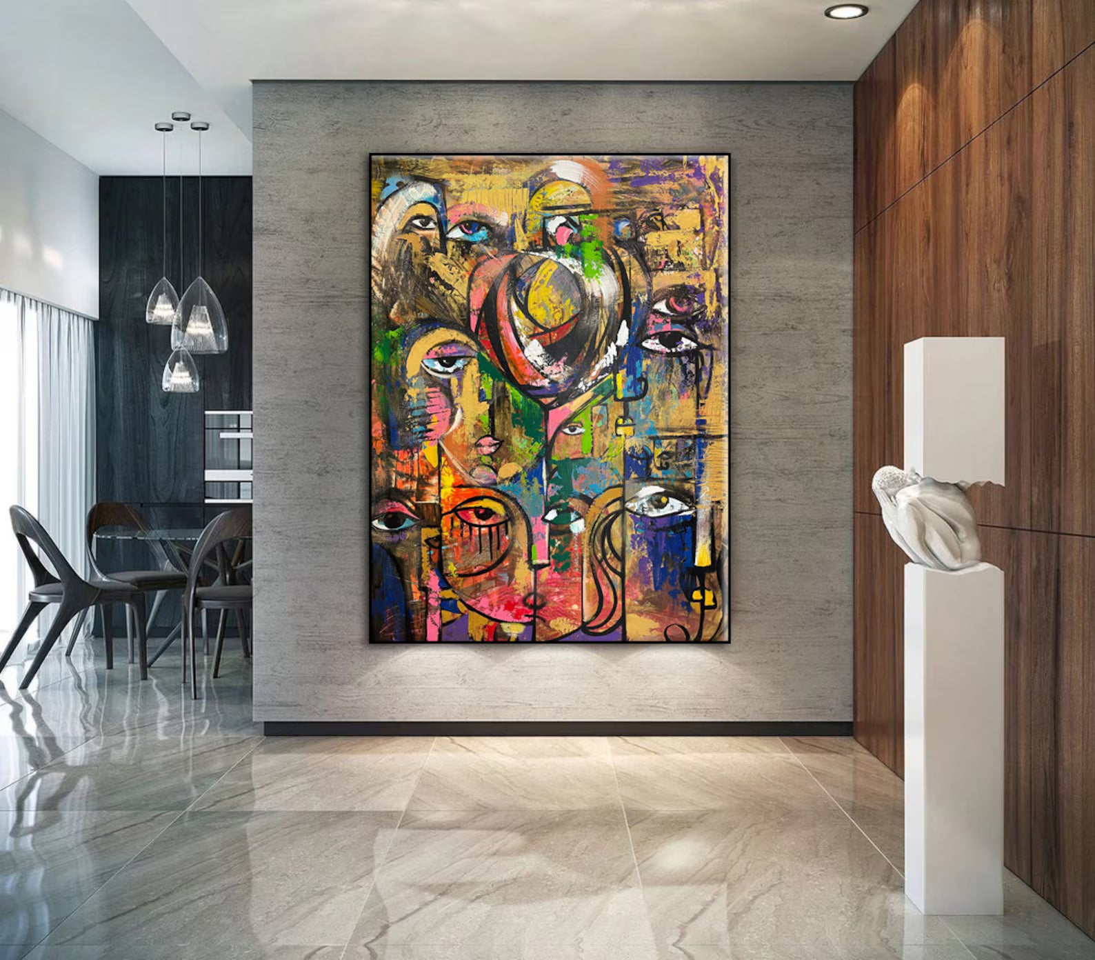 Textured Abstract Faces | Heart Accents